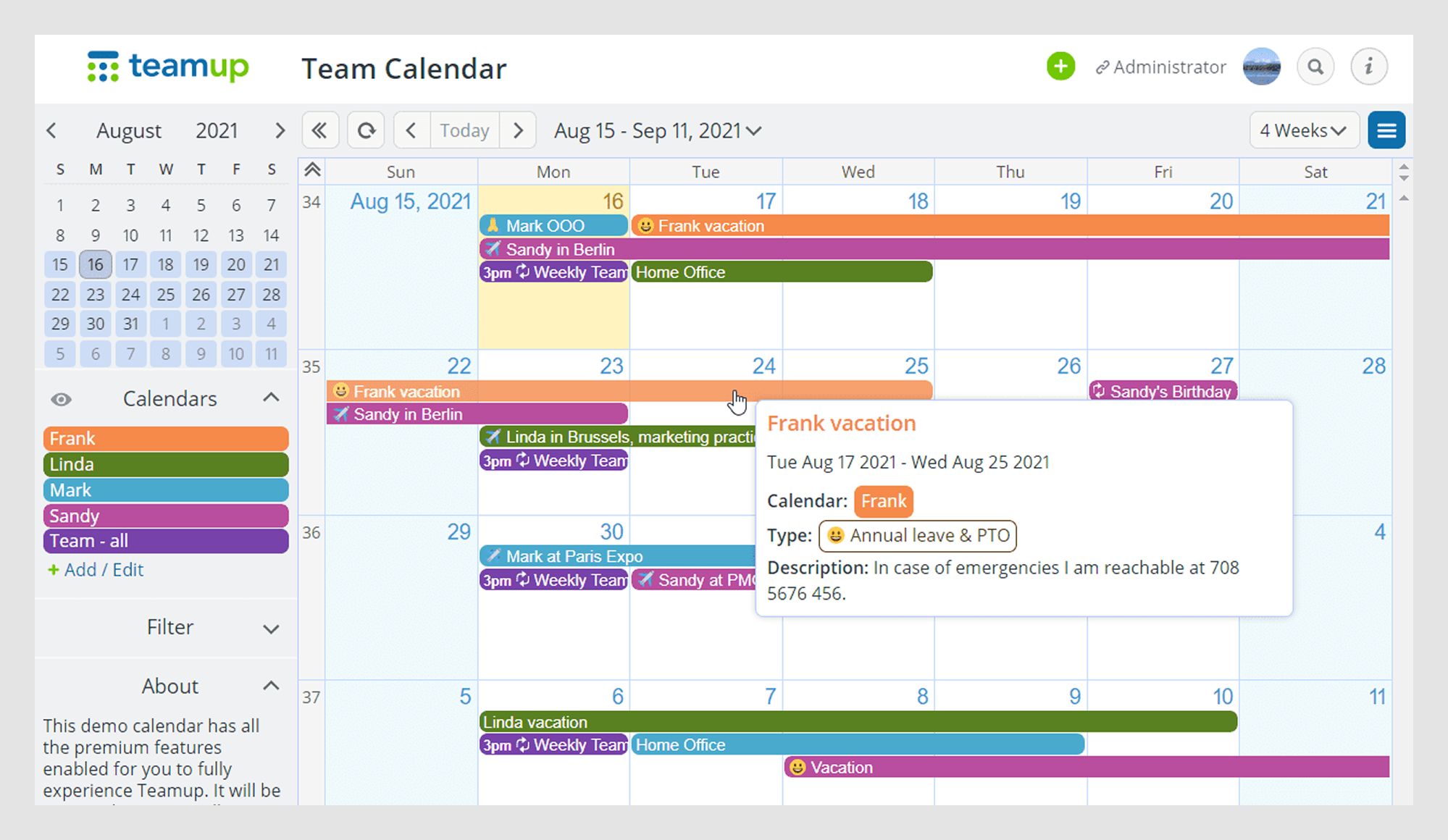 calendar UI example