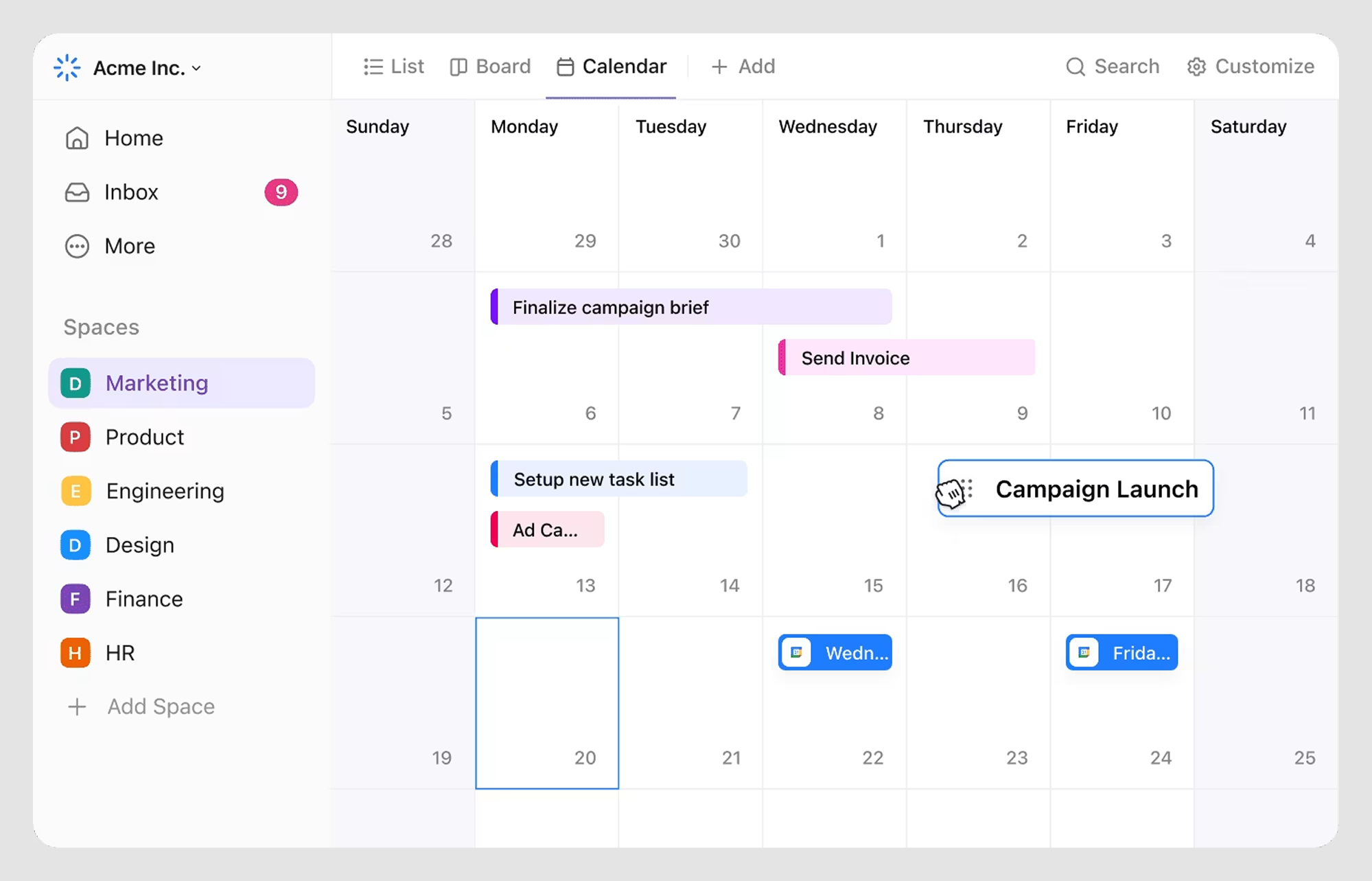 calendar UI example