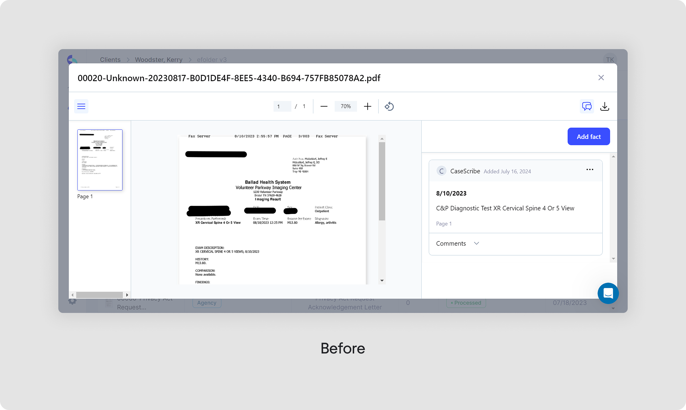 Before fixing the PDF Viewer in CaseScribe