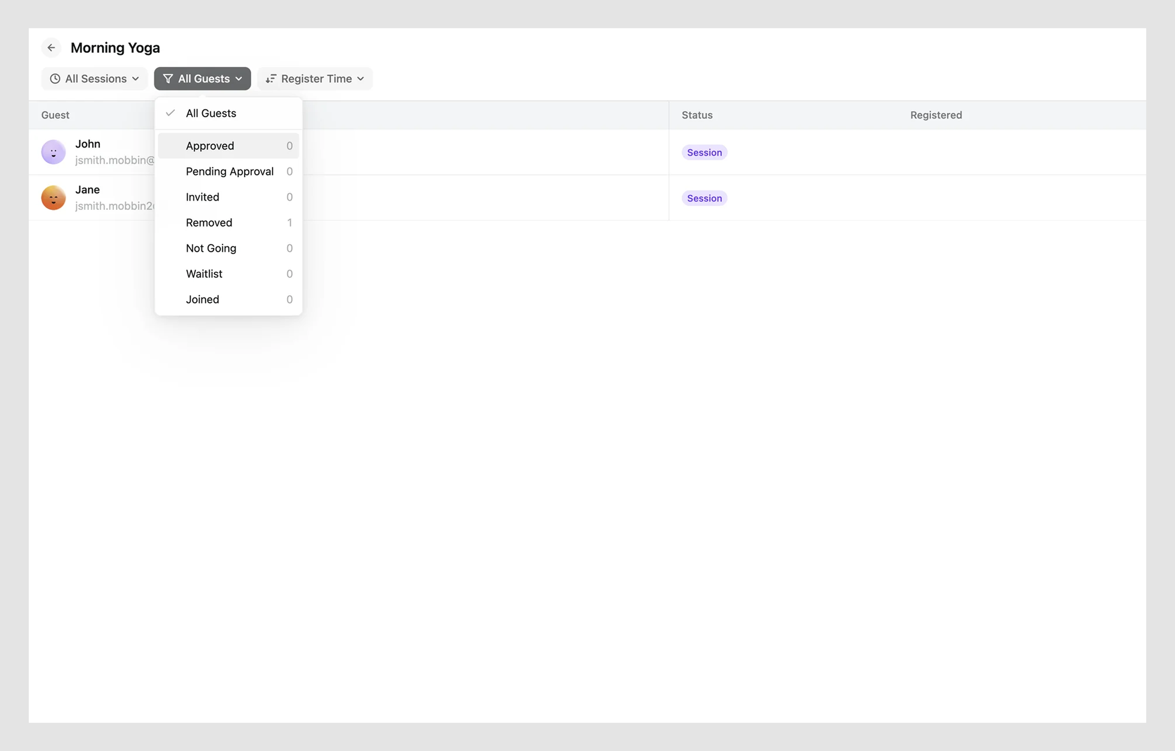 Dropdown menu