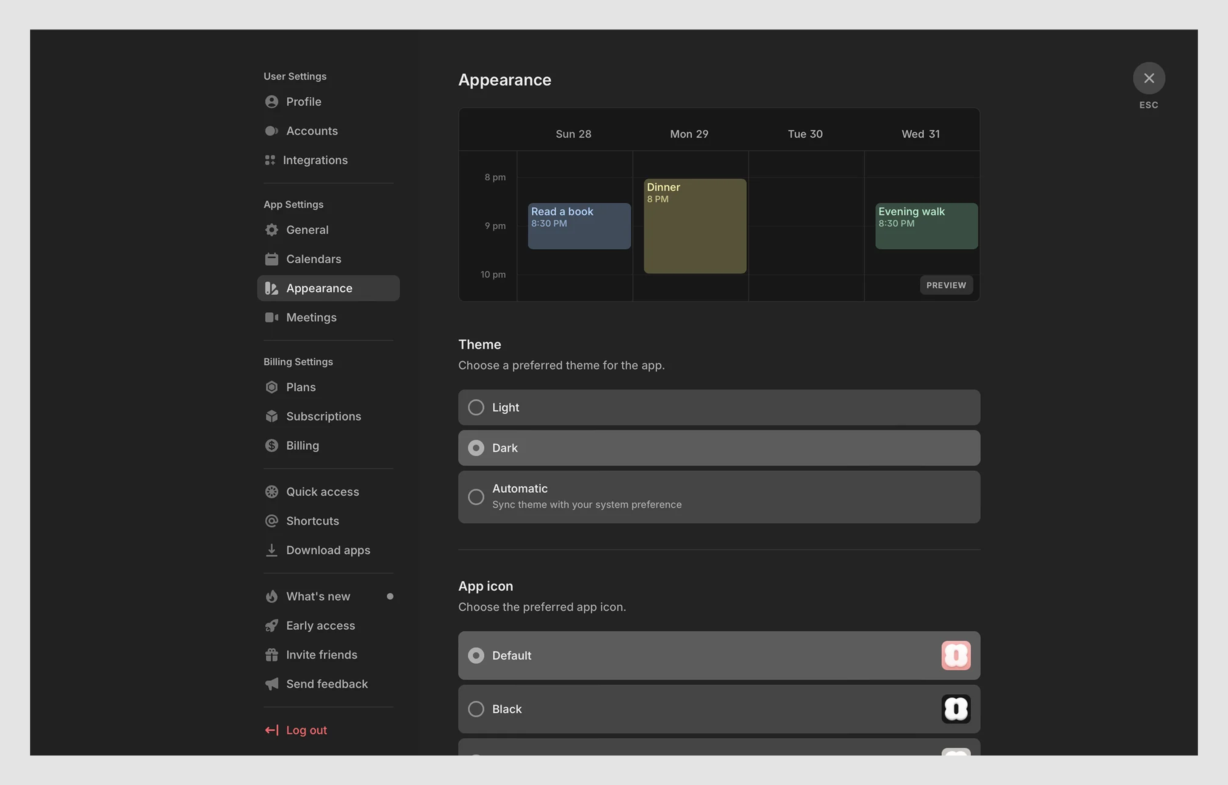 “Light” and “Dark” mode