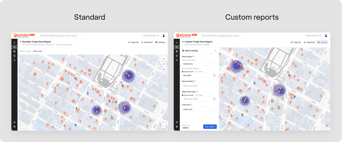 Standard and custom reports