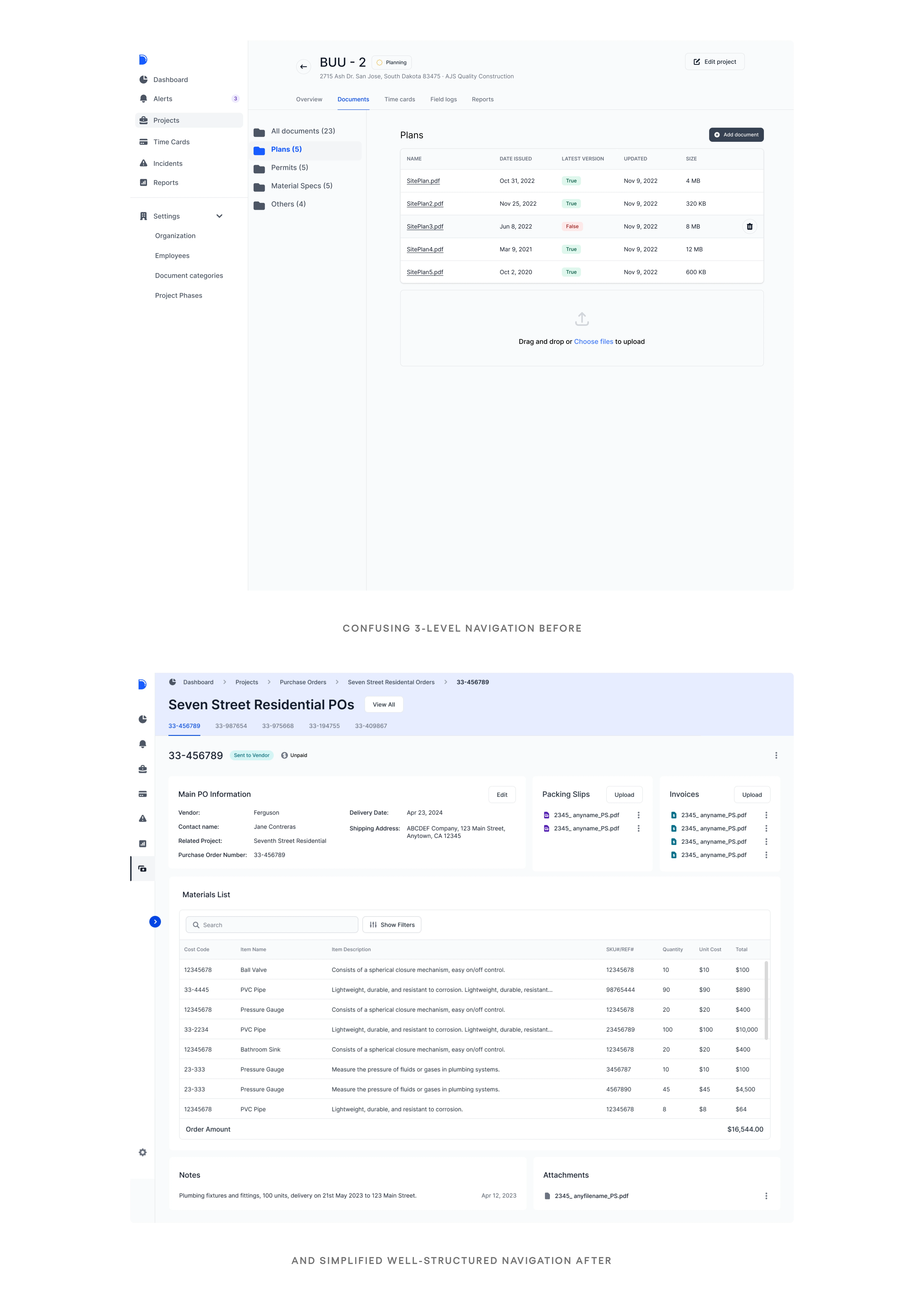 Confusing 3-level navigation before and after