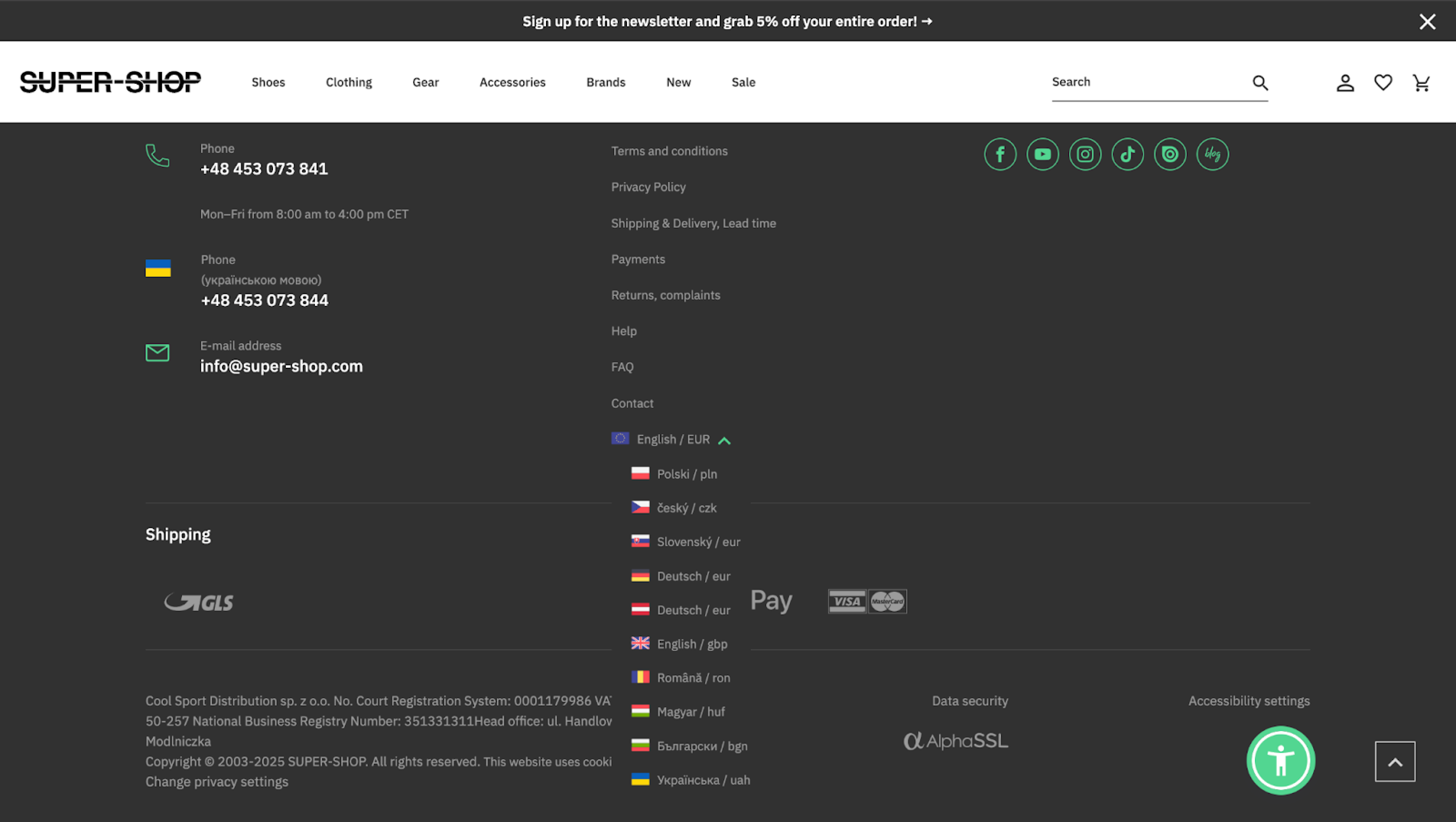 Region-aware / store switcher