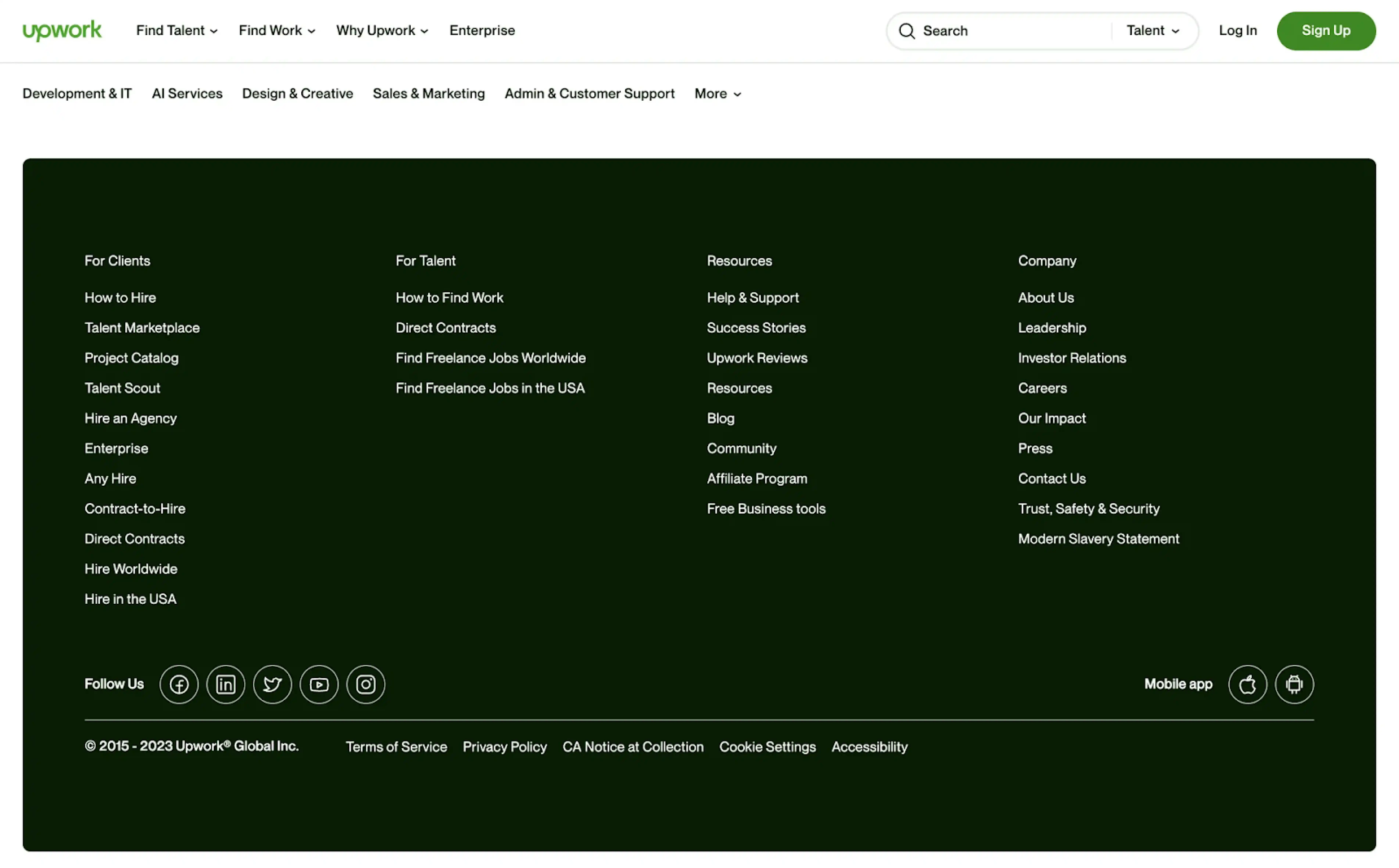 embedded social links in footer design