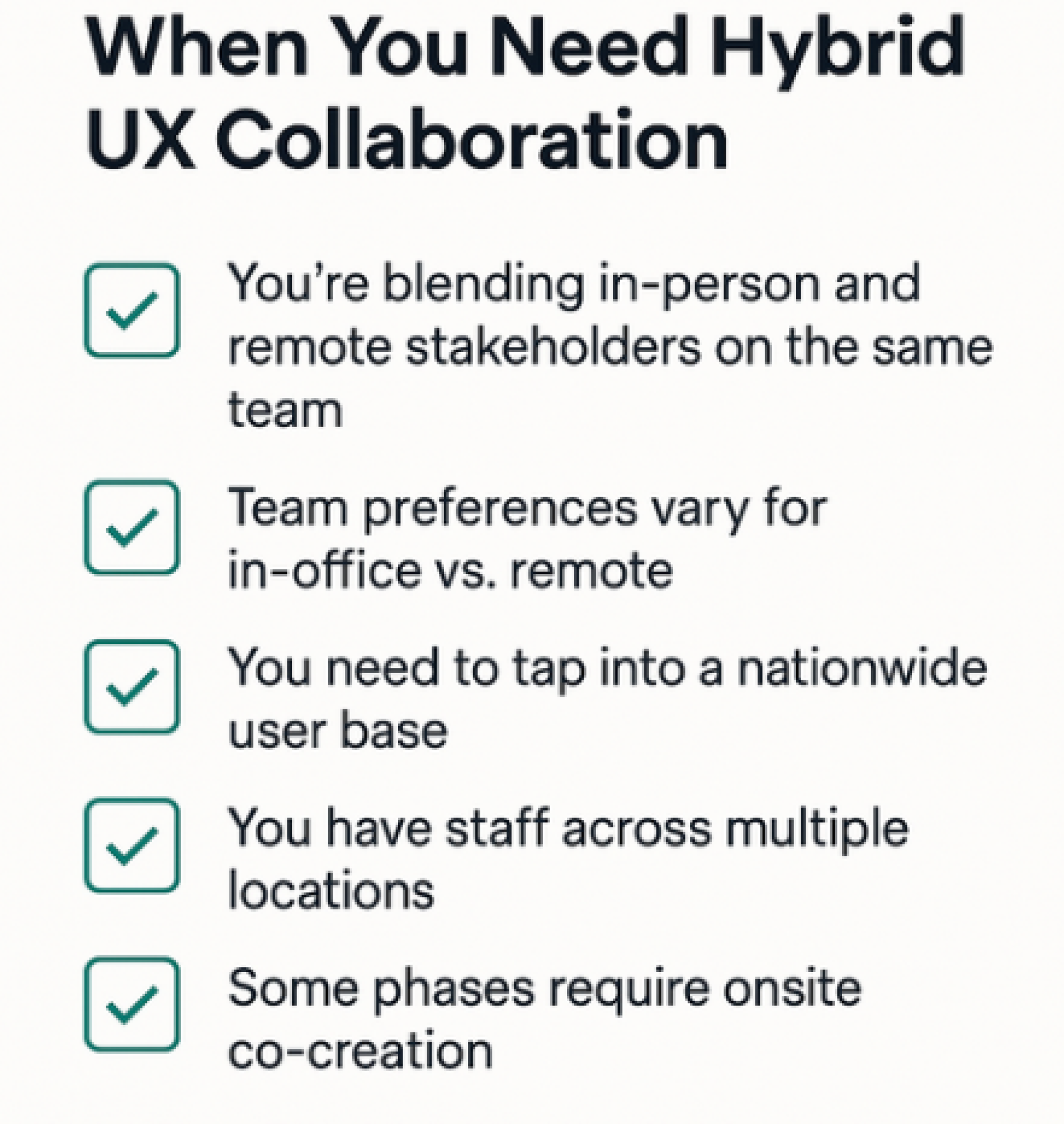Hybrid UX collaboration checklist