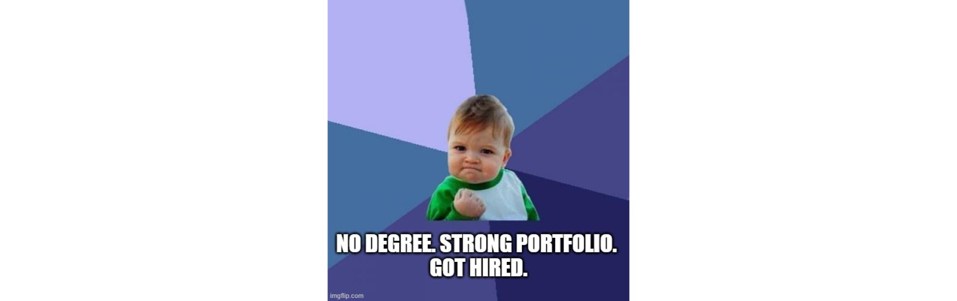 Success kid meme about designer's portfolio