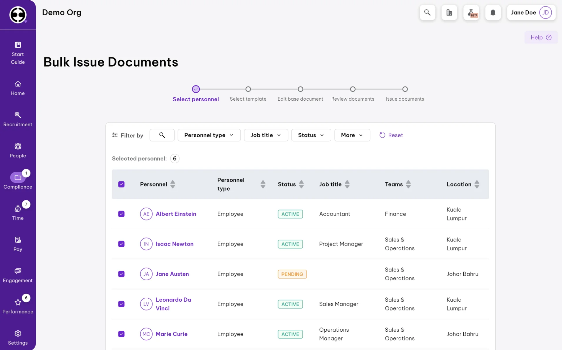 Bulk actions UX
