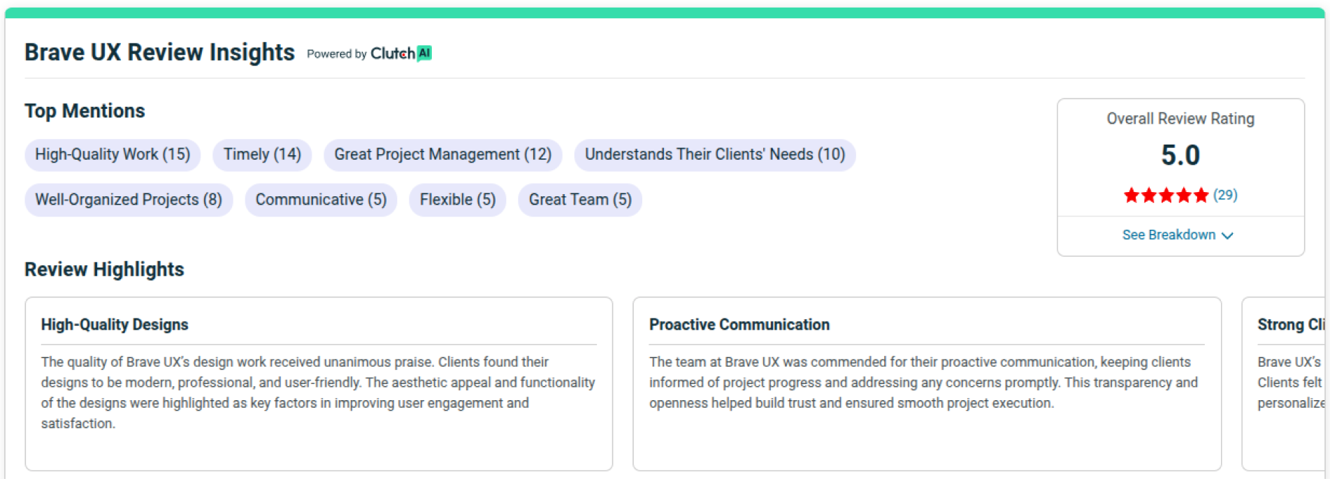 Clutch rating and reviews
