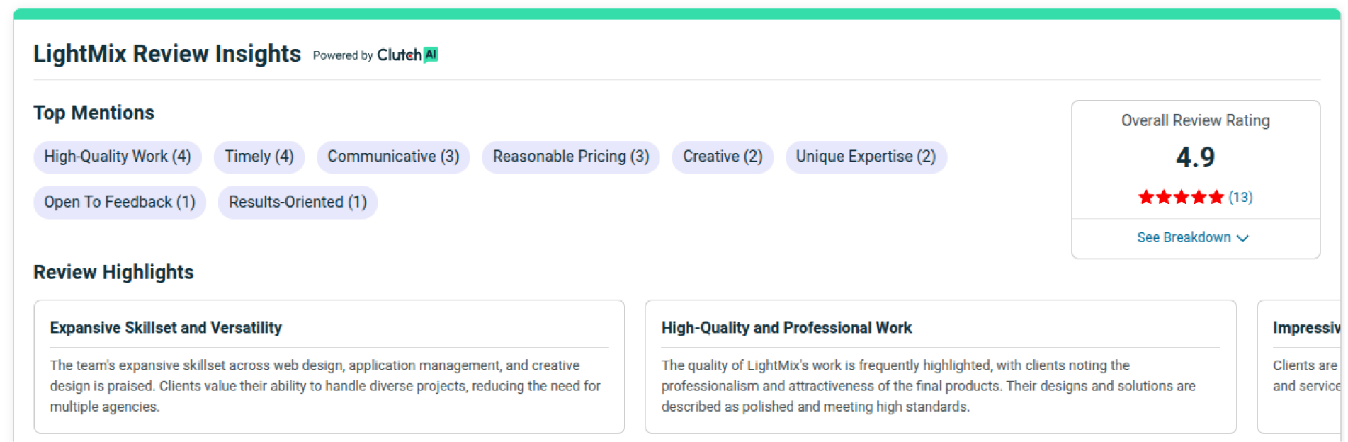 Clutch rating and reviews