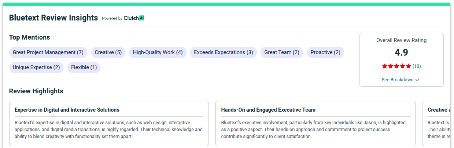 Clutch rating and reviews