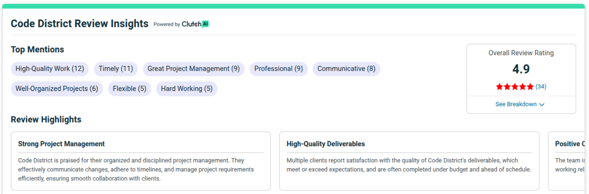 Clutch rating and reviews