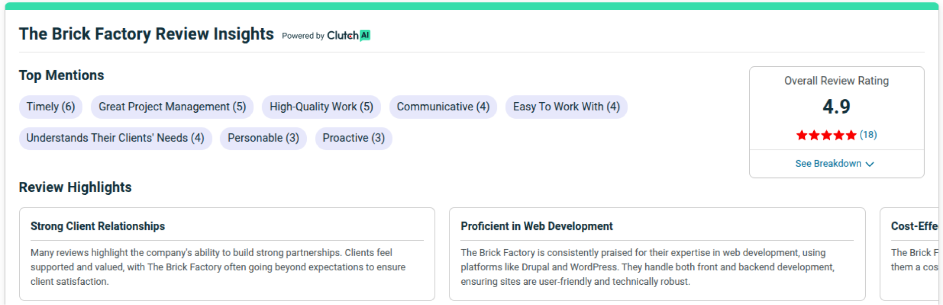 Clutch rating and reviews