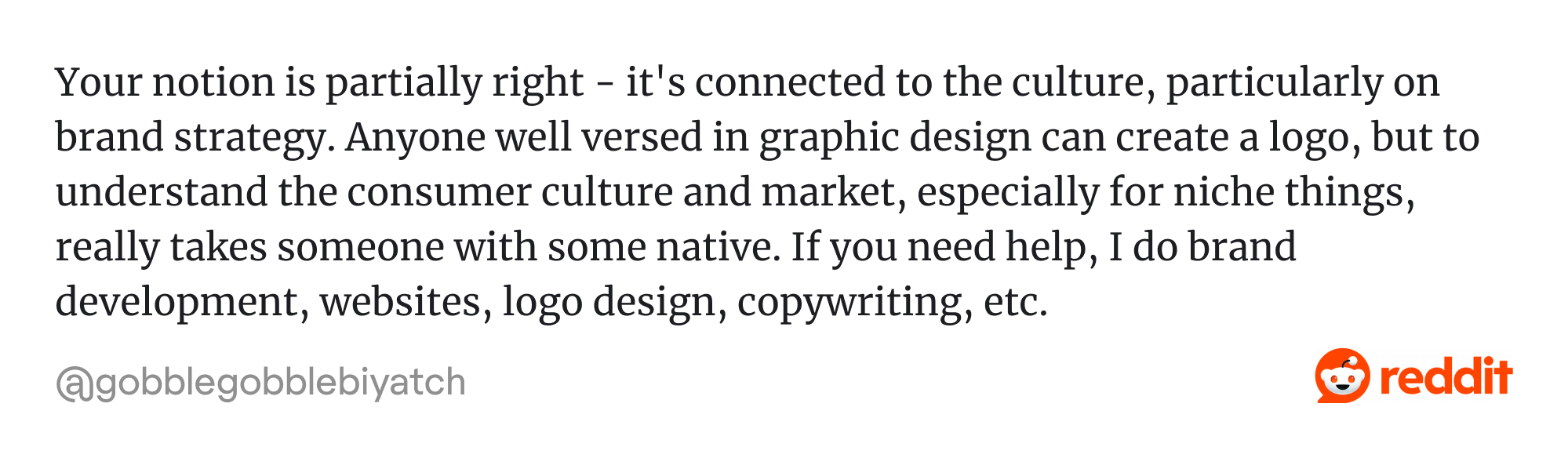 Comment from Reddit discussions