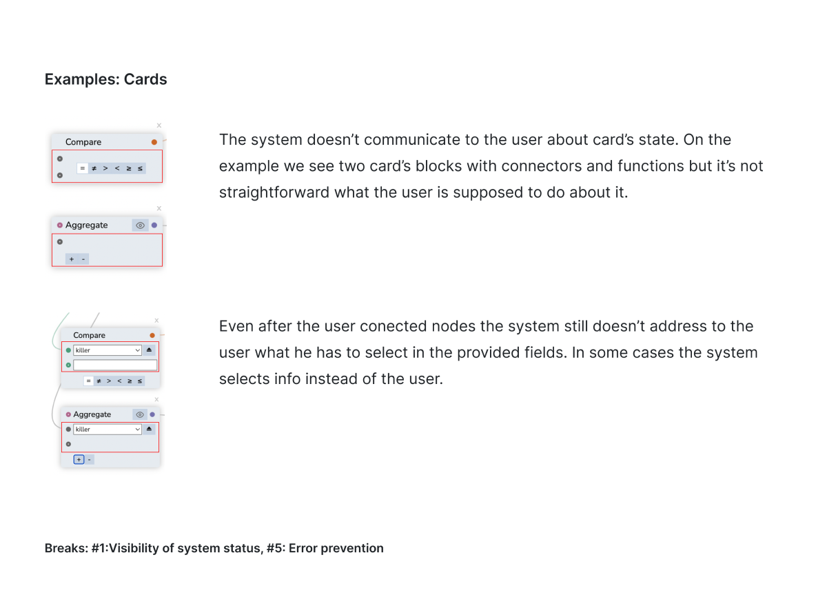 A fragment of UX audit Datawisp