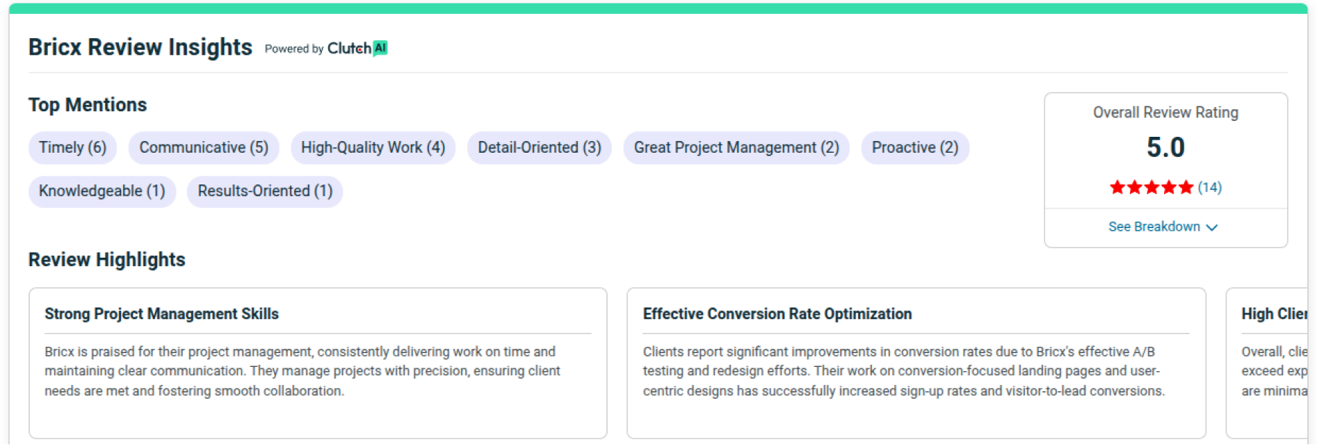 Clutch rating and reviews