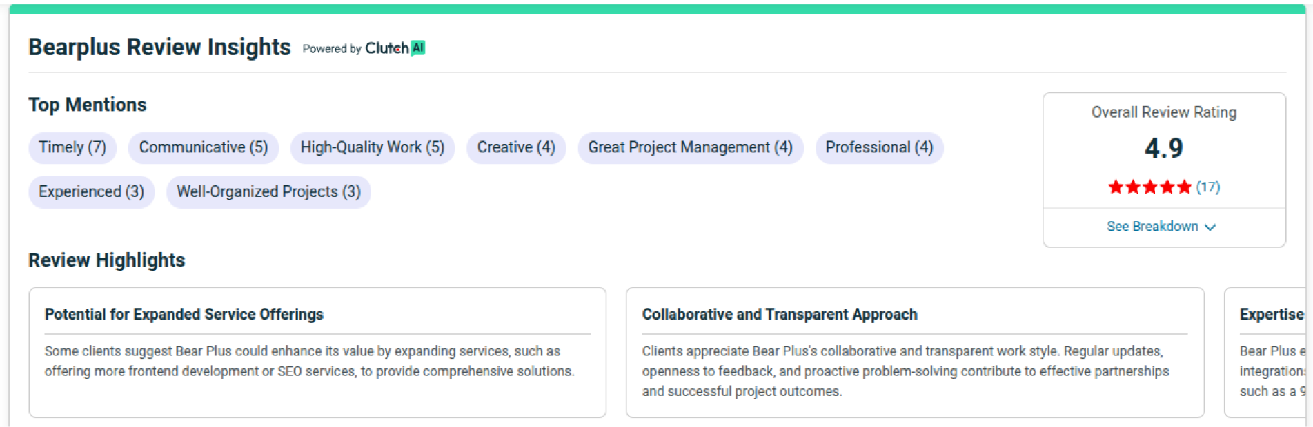 Clutch rating and reviews