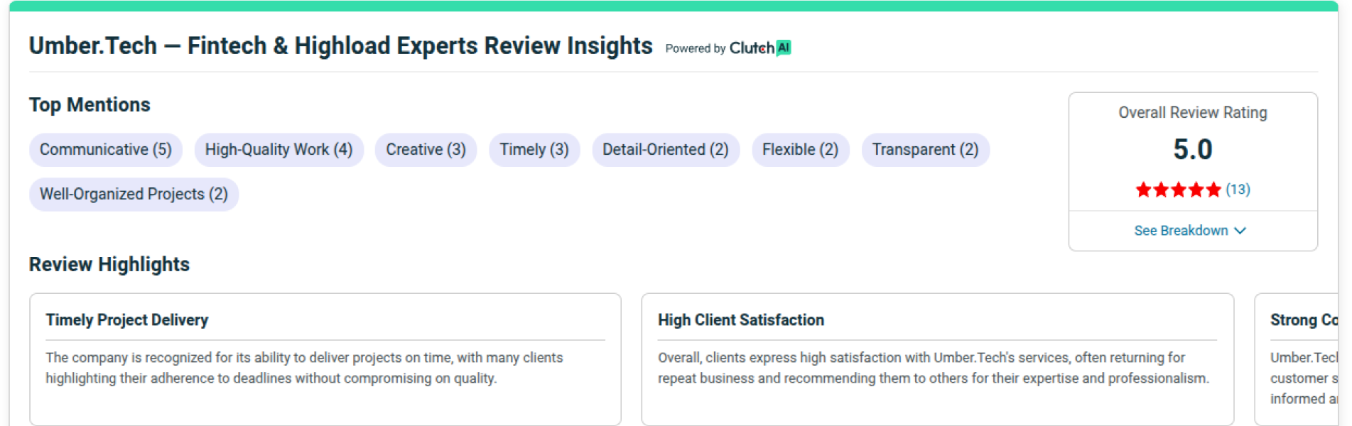 Clutch rating and reviews