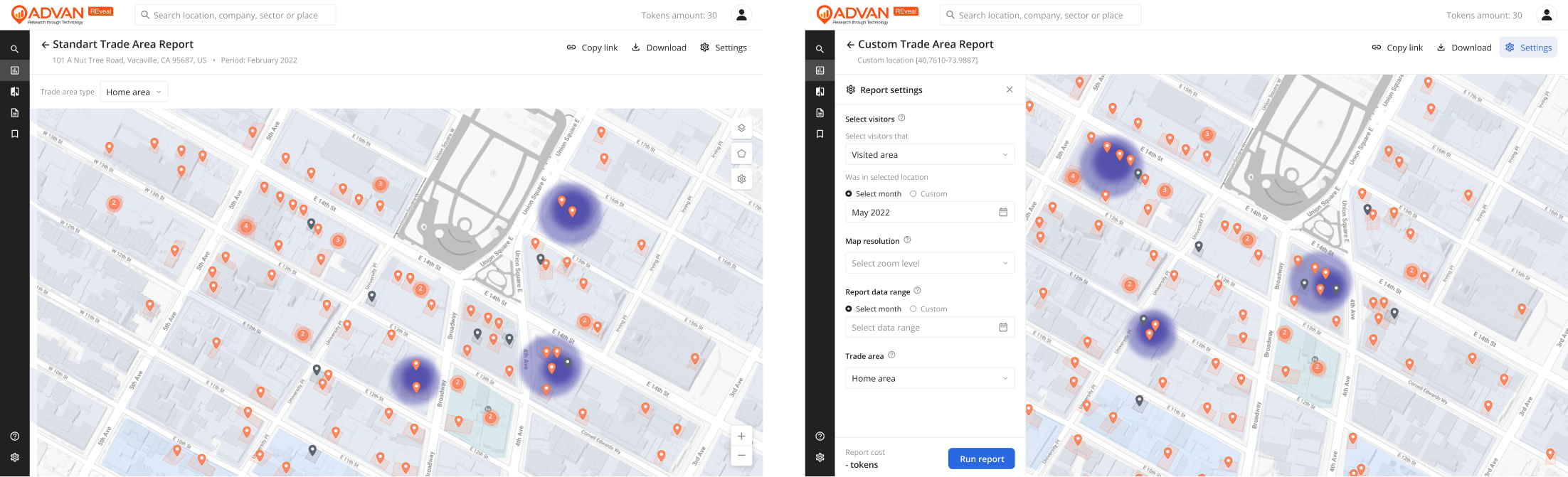 Standard and custom reports