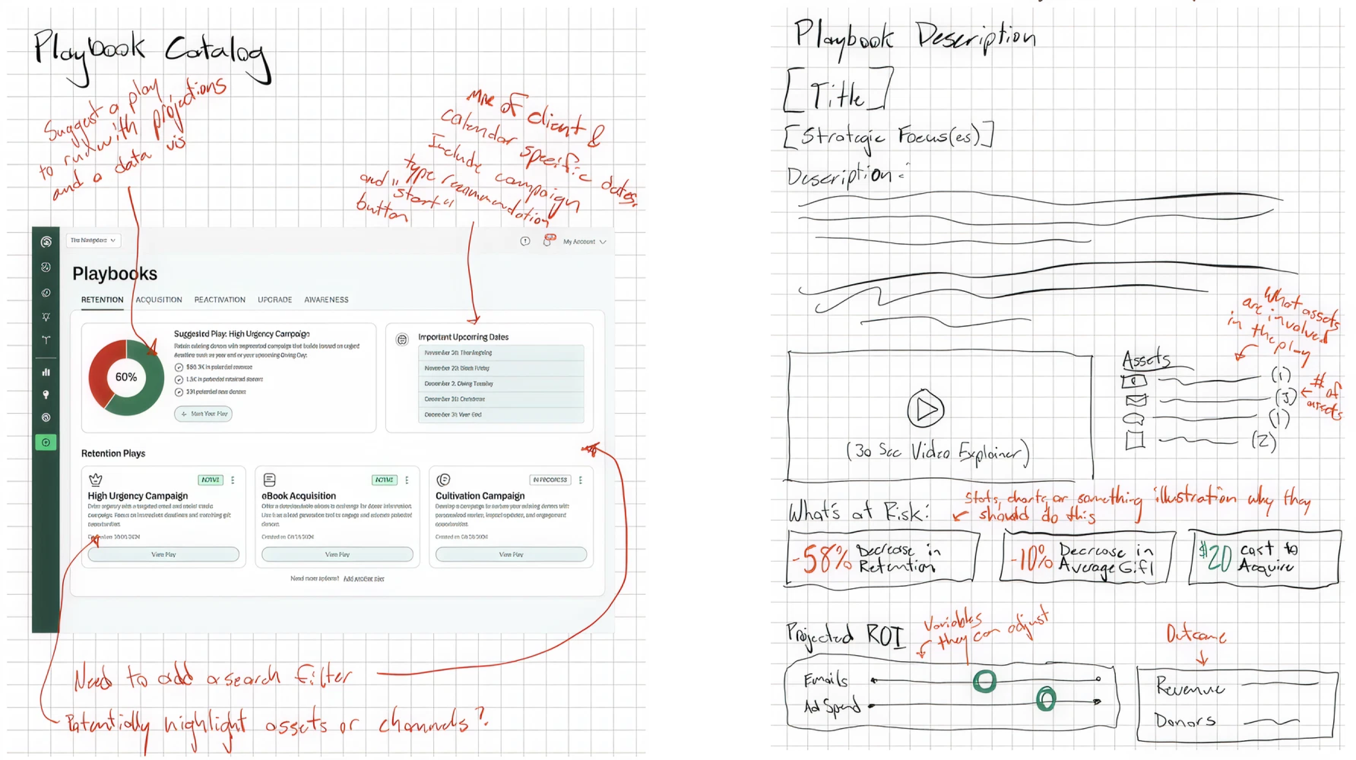 Playbook's sketches from the client