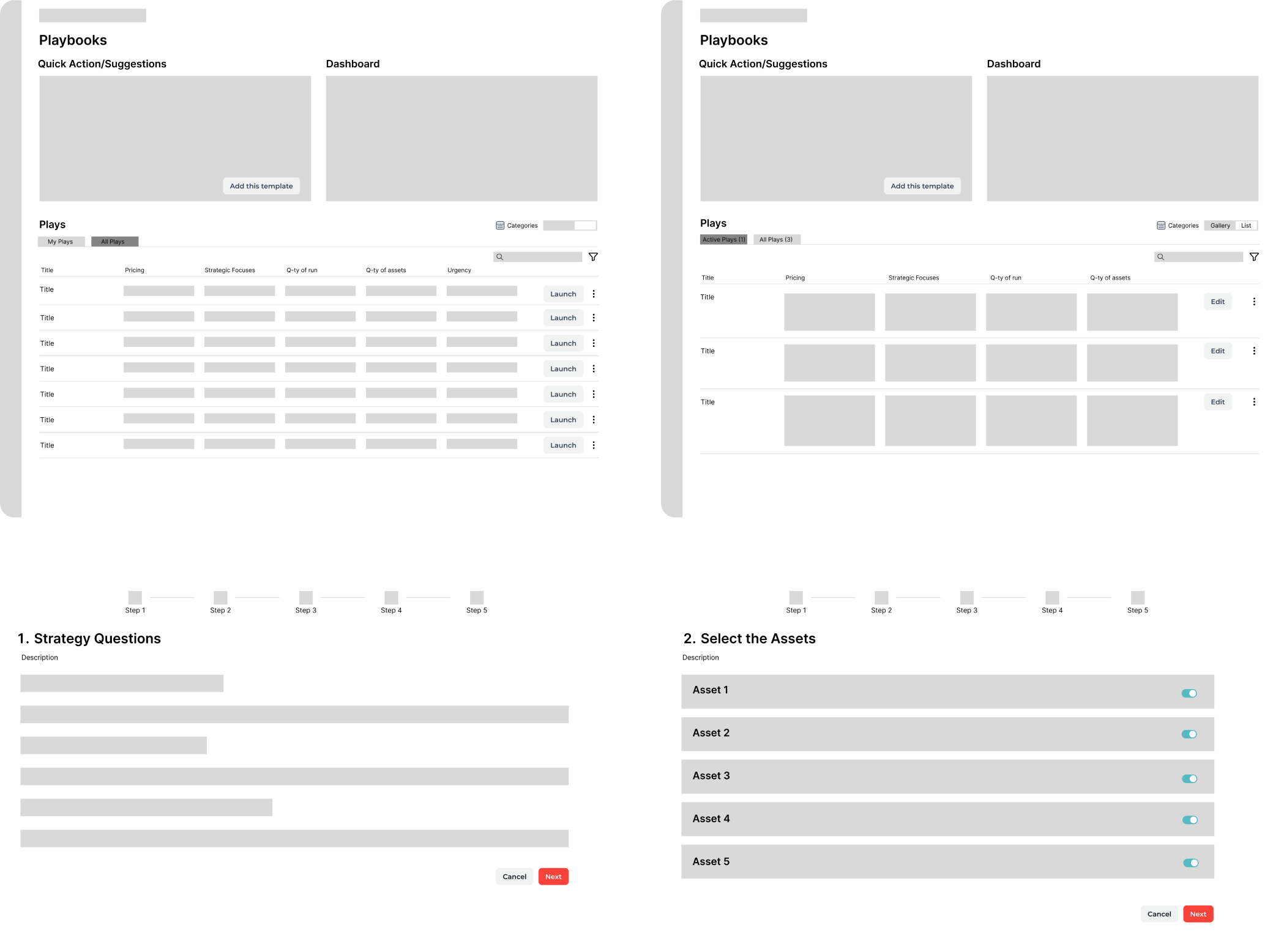 Feature wireframes created by Eleken designer
