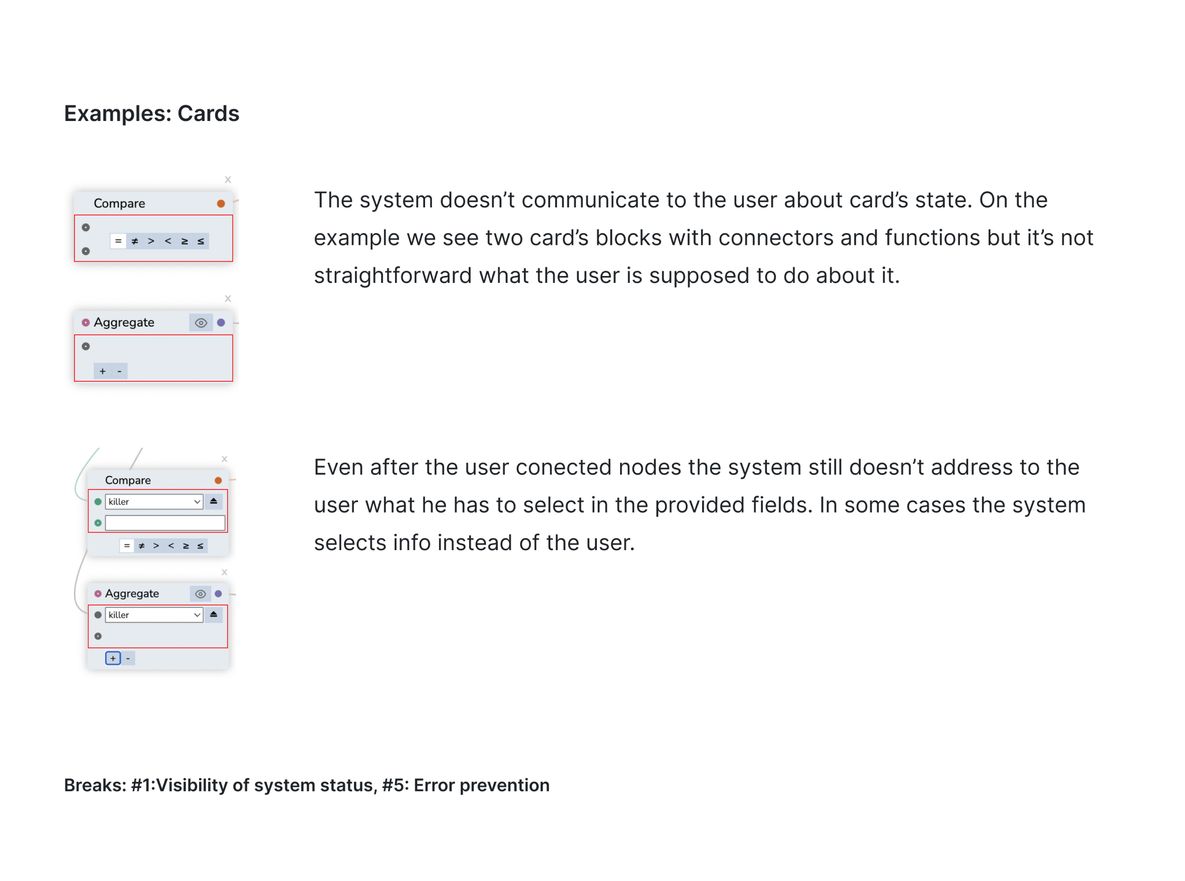 A fragment of UX audit Datawisp