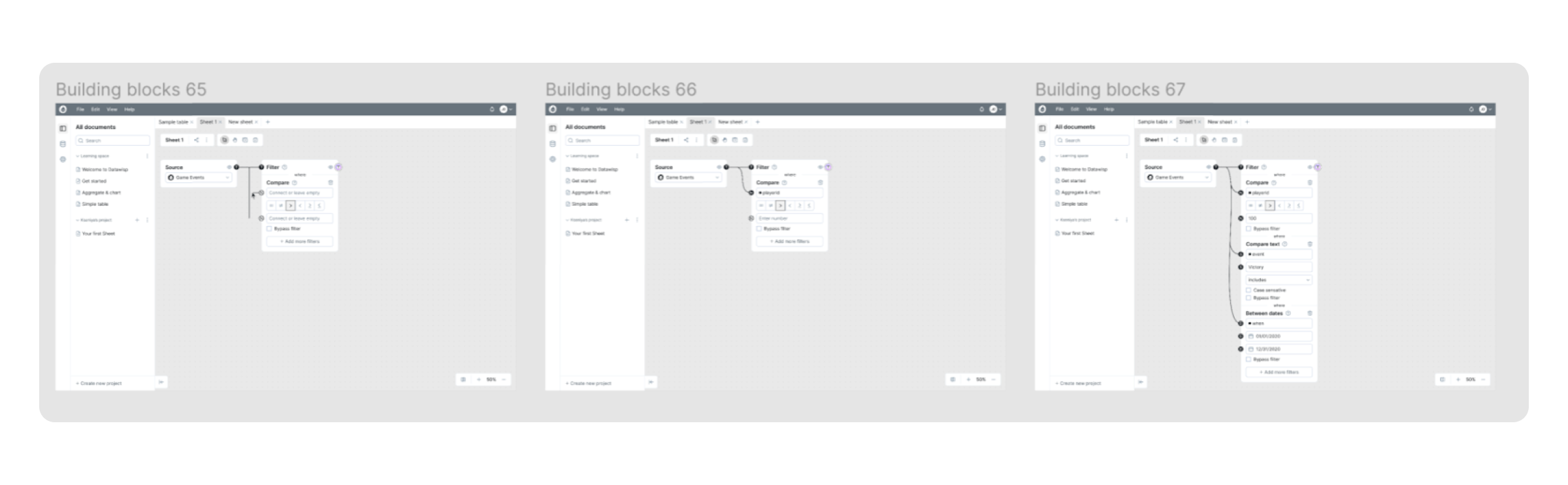 Datawisp’s high-fidelity wireframes