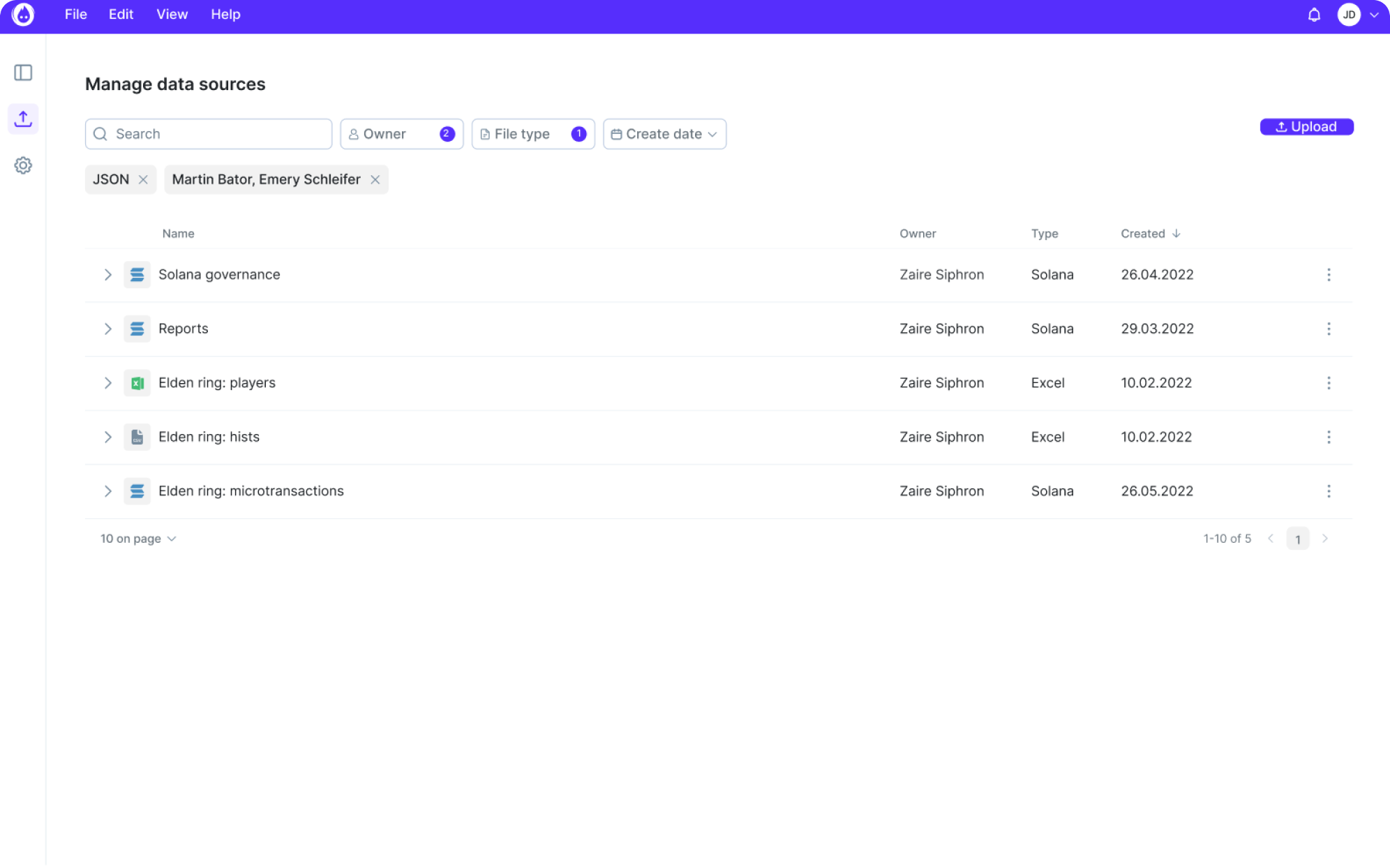 Datawisp's screens after redesign