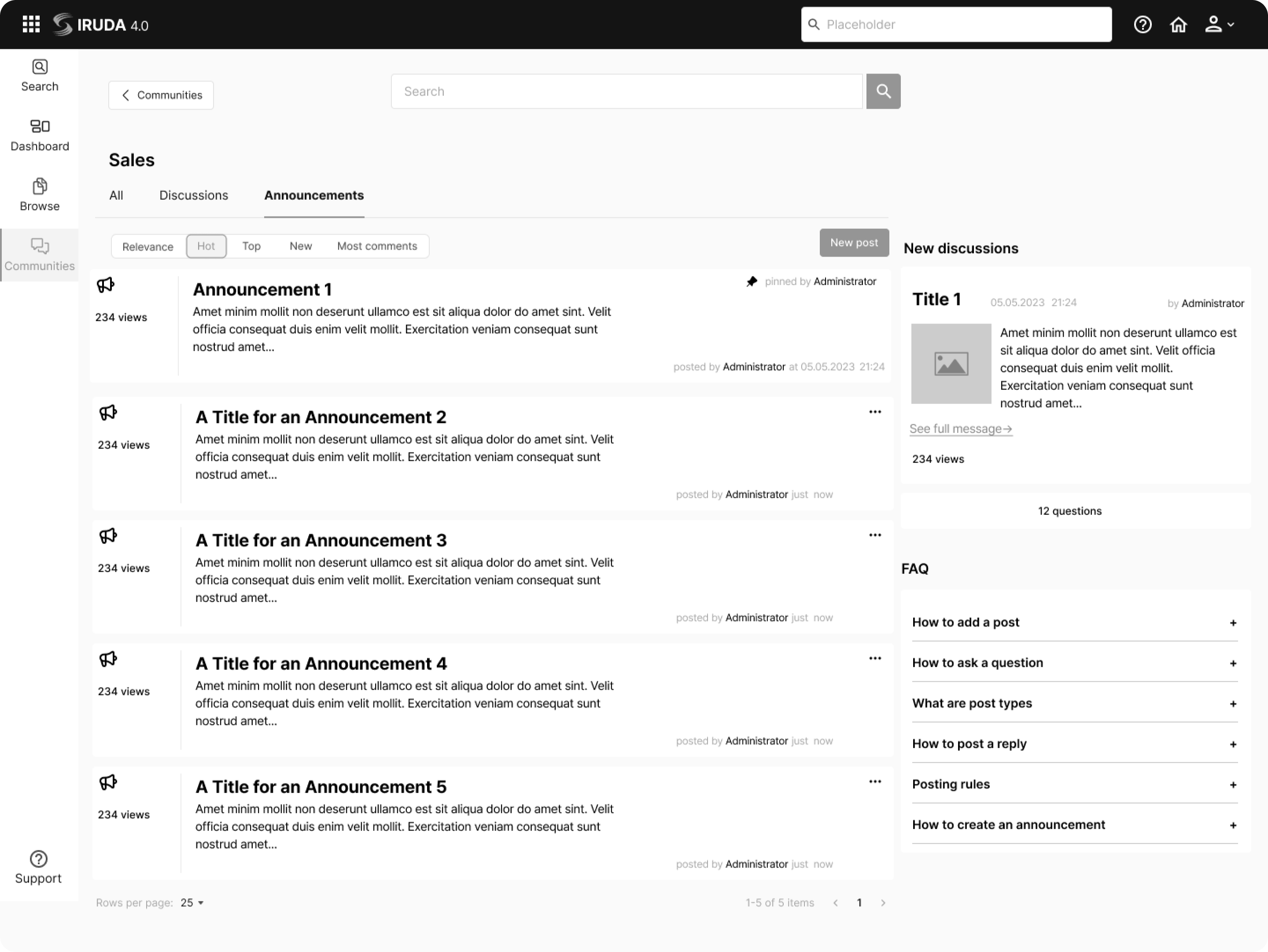 Wireframe example for a data software designed by Eleken