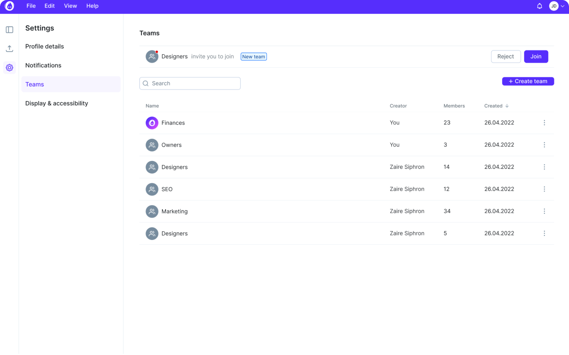 Datawisp's screens after redesign