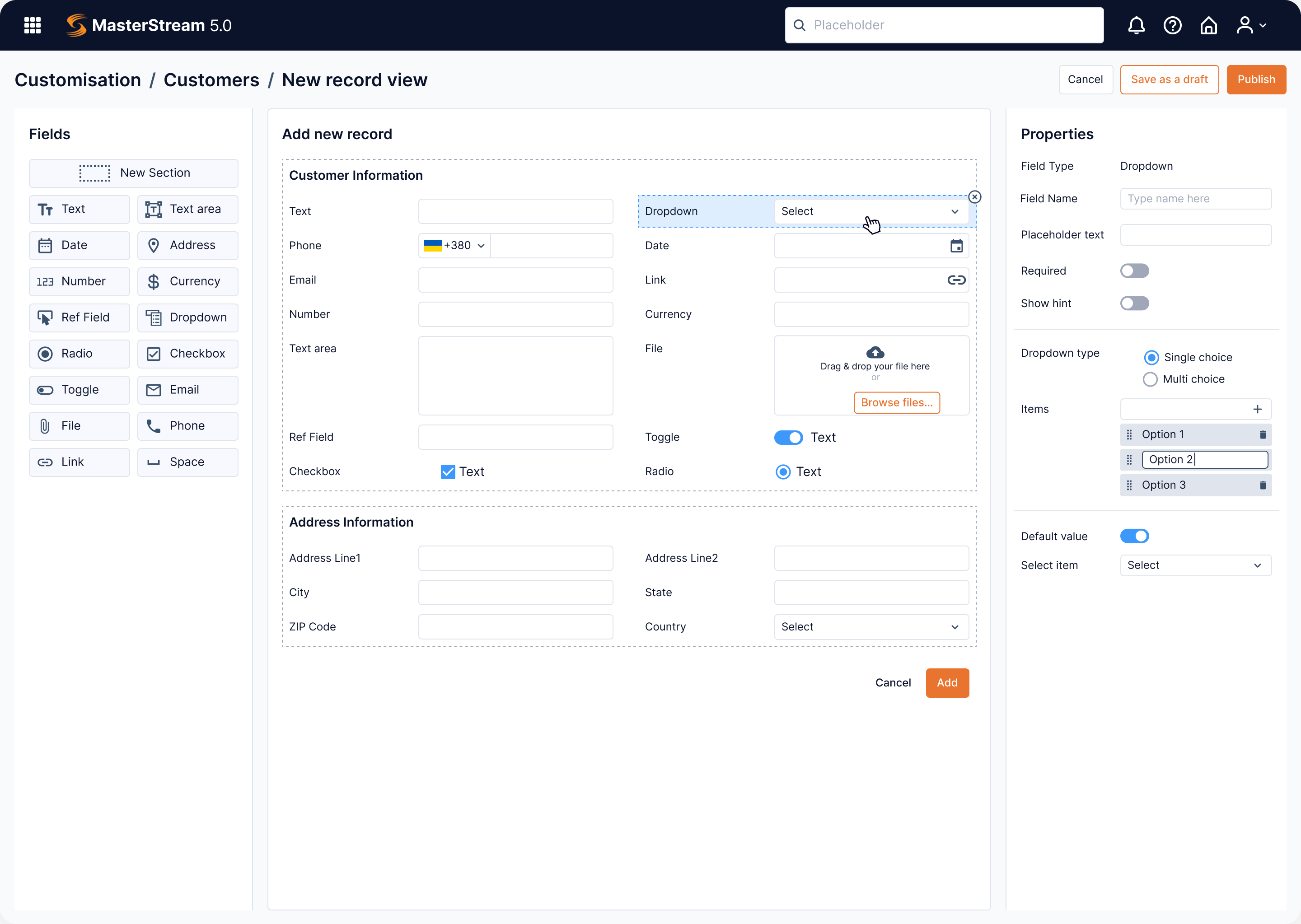 example of UI/UX interface design for data product 