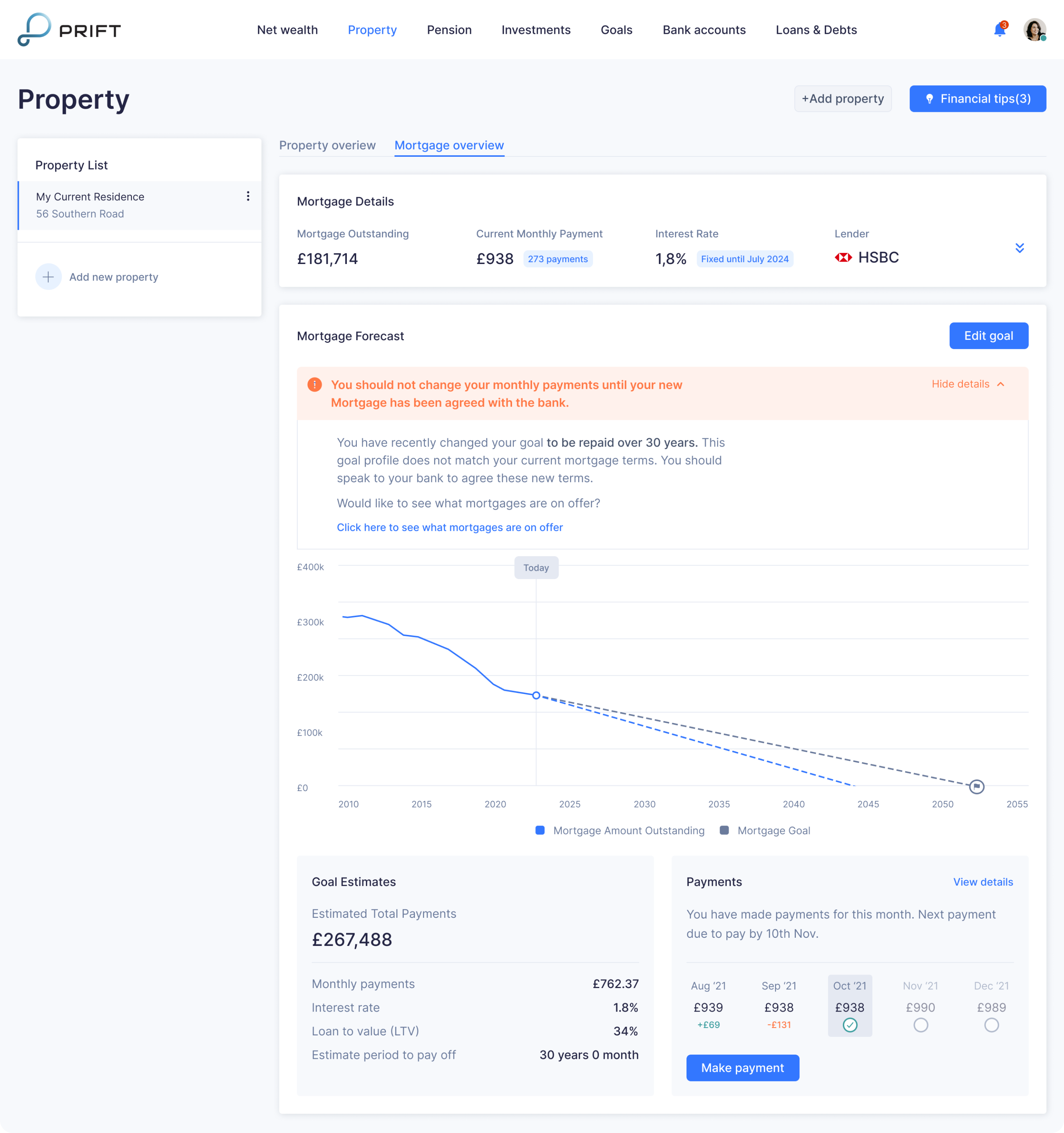 financial forecast UI/UX design 