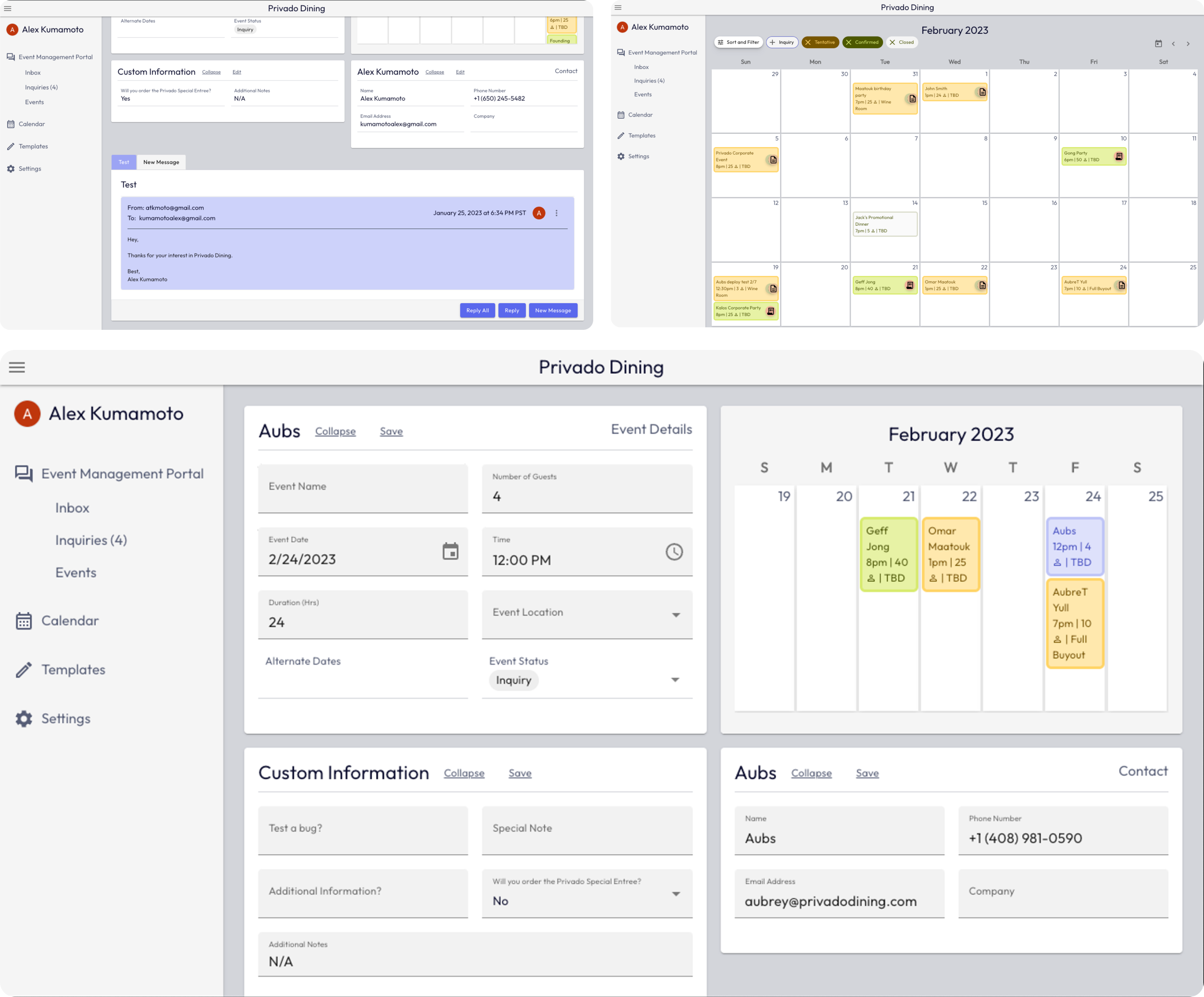 before after redesign examples of an AI-powered event management platform