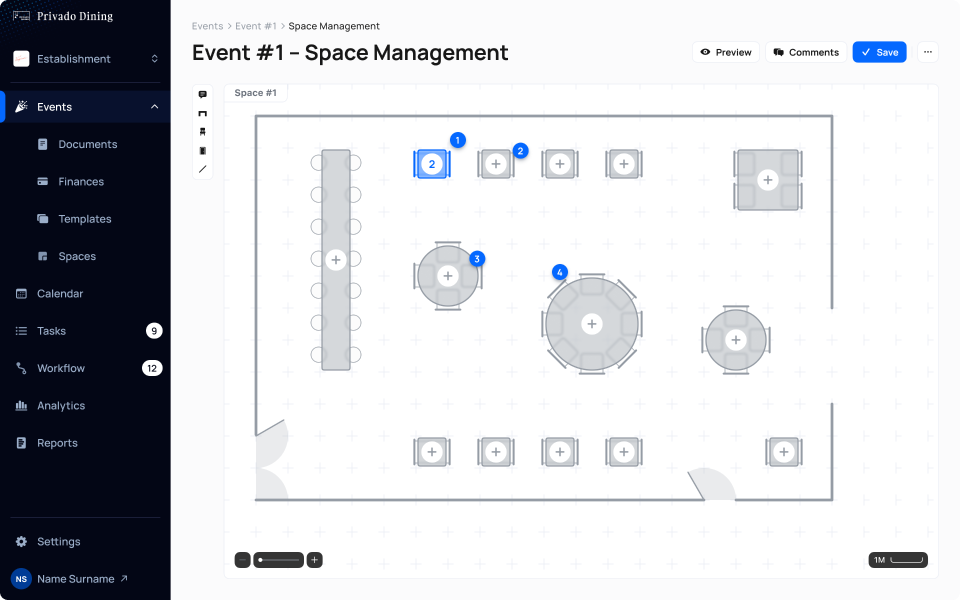 UI UX design of a space management feature 