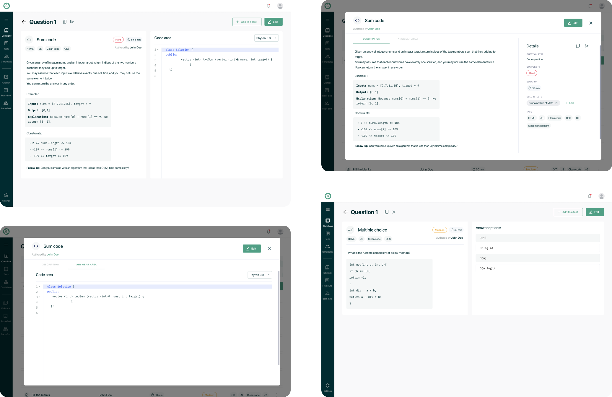 Sum questions and multiple-choice question
