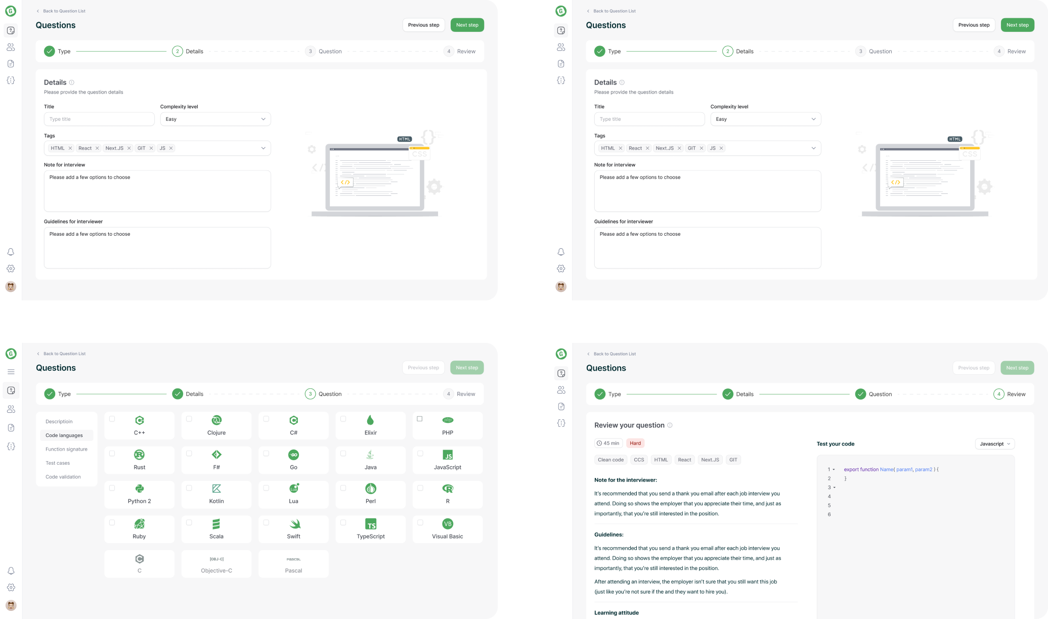 4 steps to create questions 