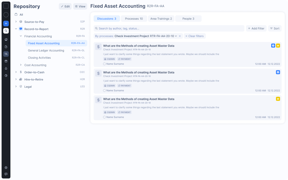 THE DISCUSSION SECTION WITH TEXT AND FILTERING OPTIONS