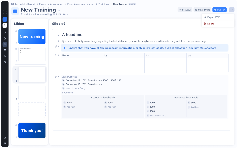 TRAINING MATERIAL CHANGES