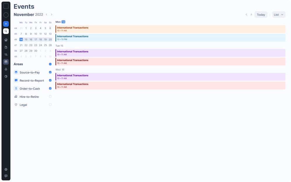 EVENTS SECTION WITH BUILT-IN CALENDAR