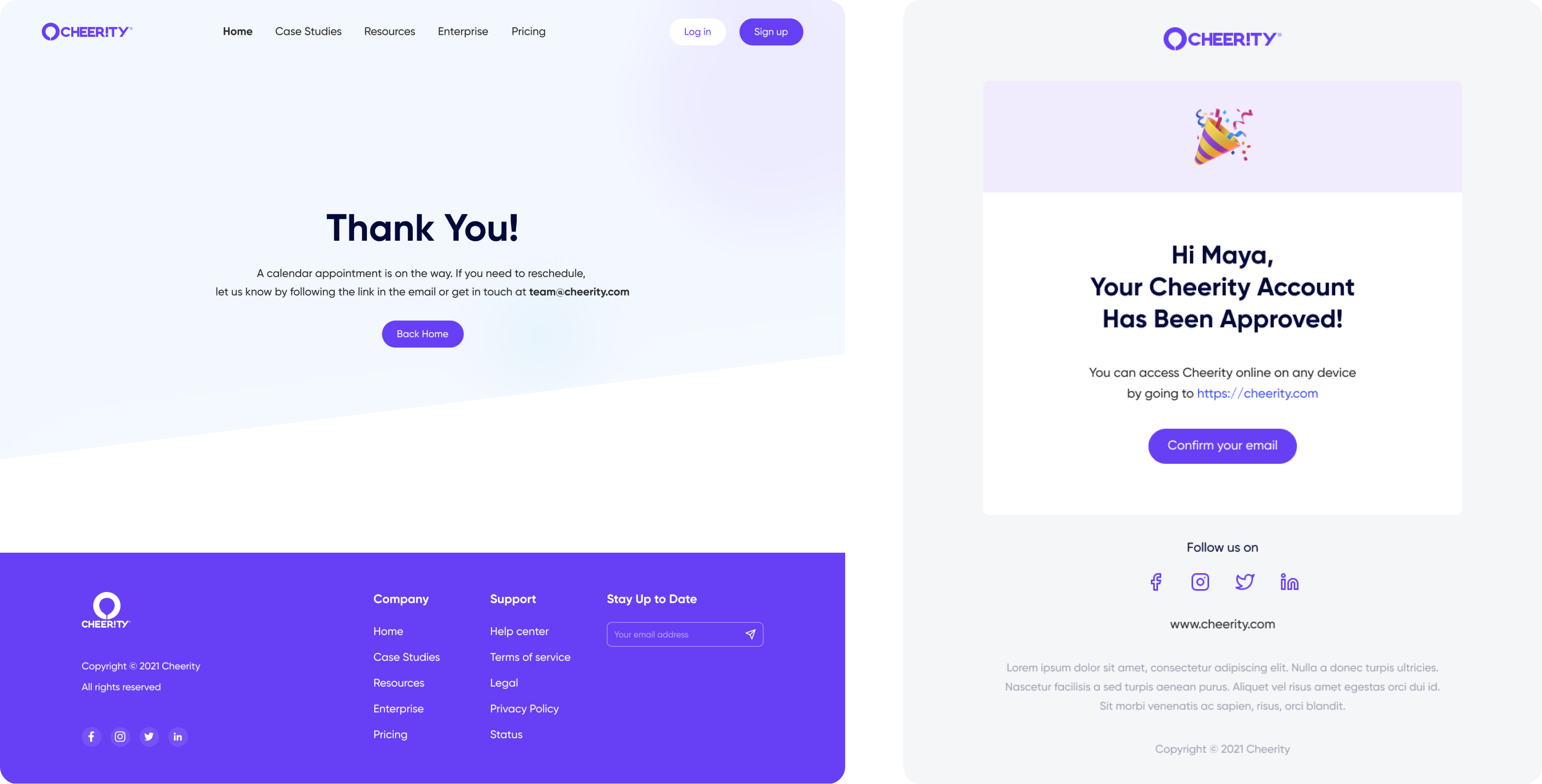 Cheerity UI redesign