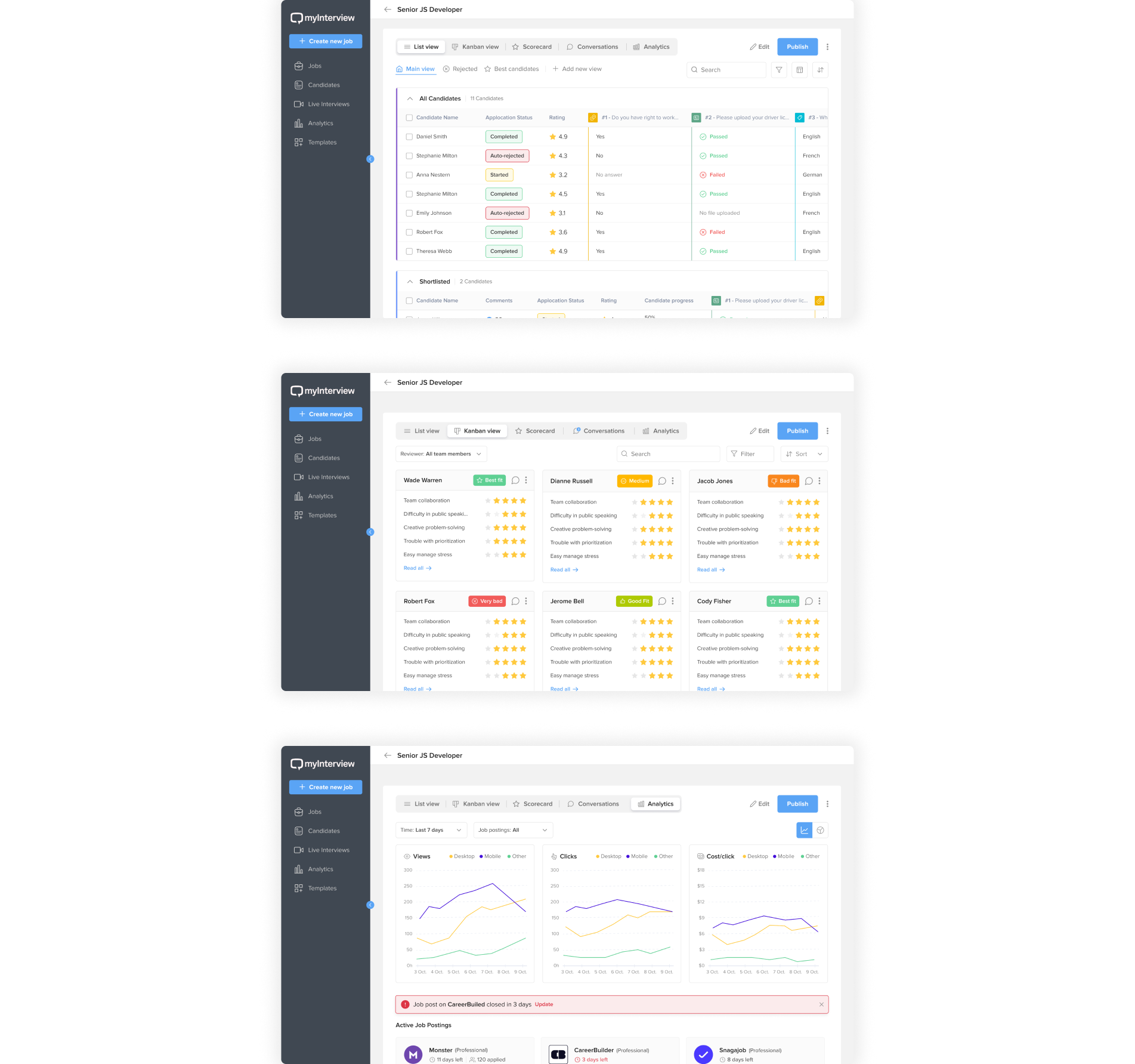 MyInterview dashboard
