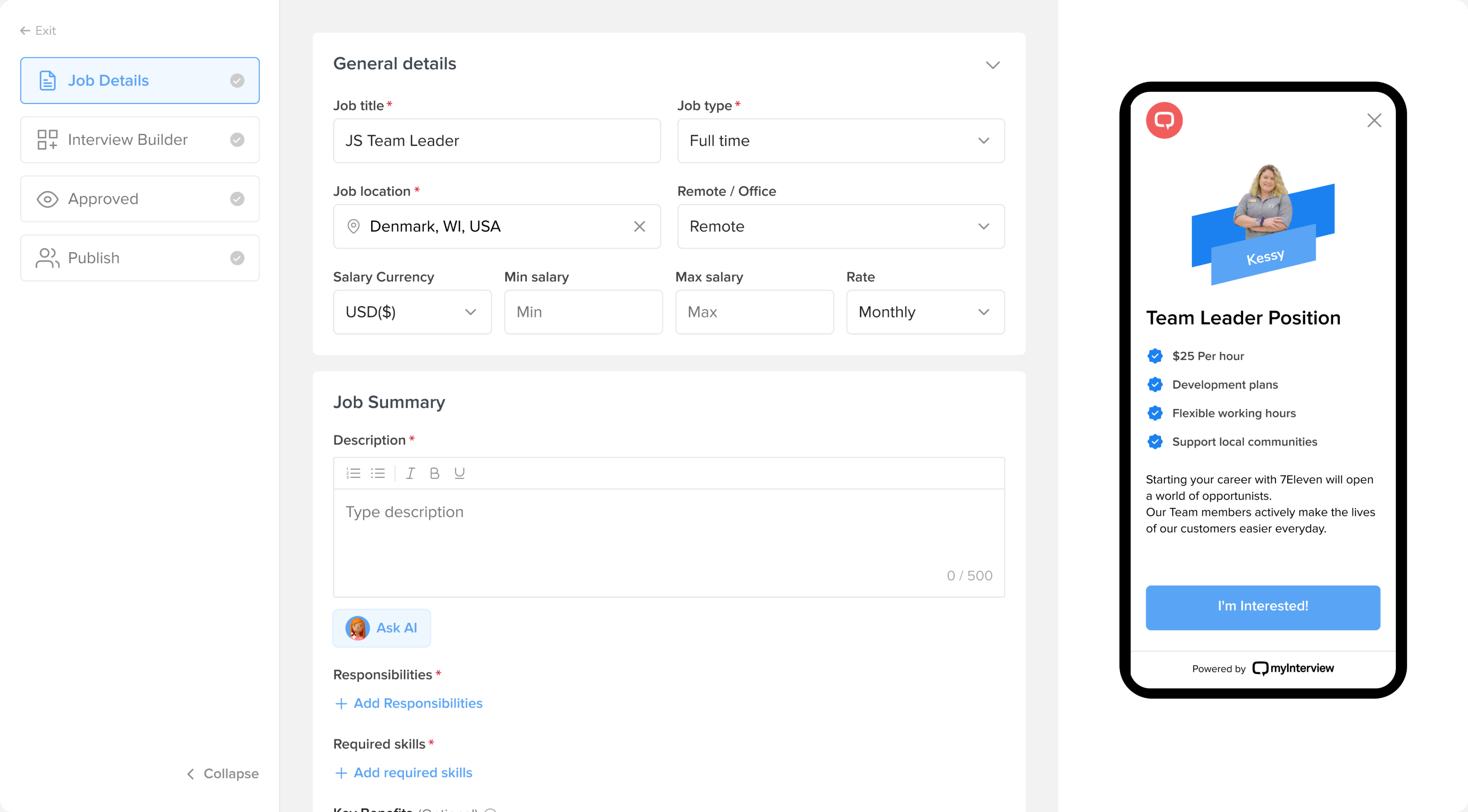 myInterview recruiters' flow after the redesign