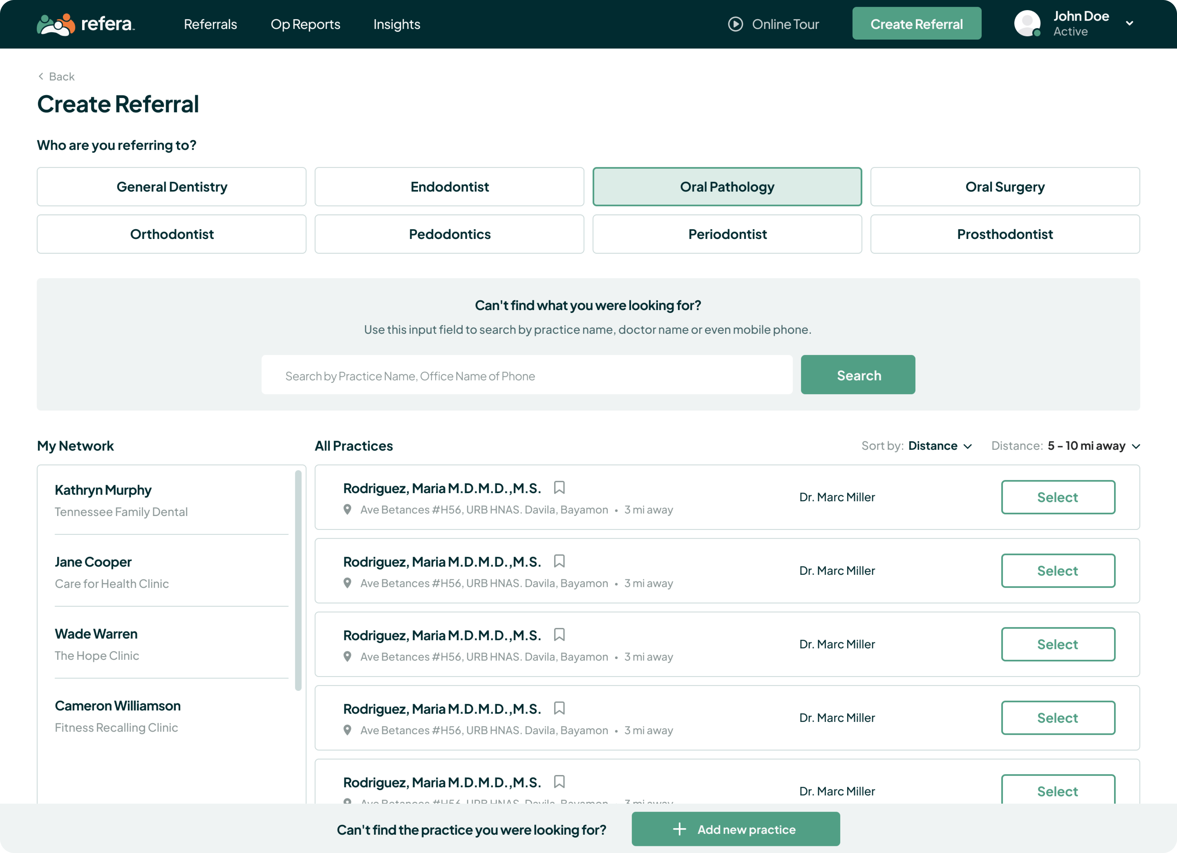 Referal screen design