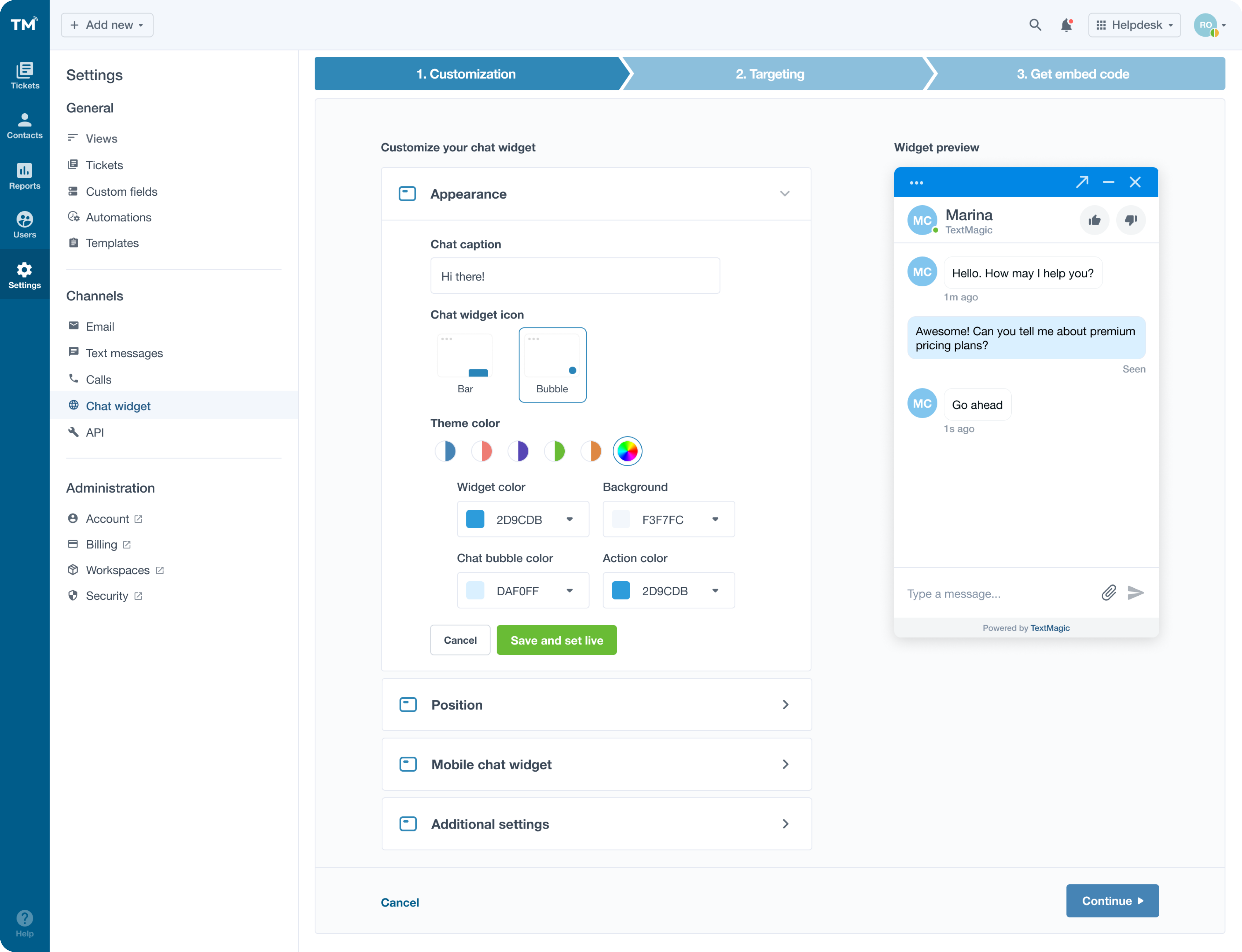 Customization options