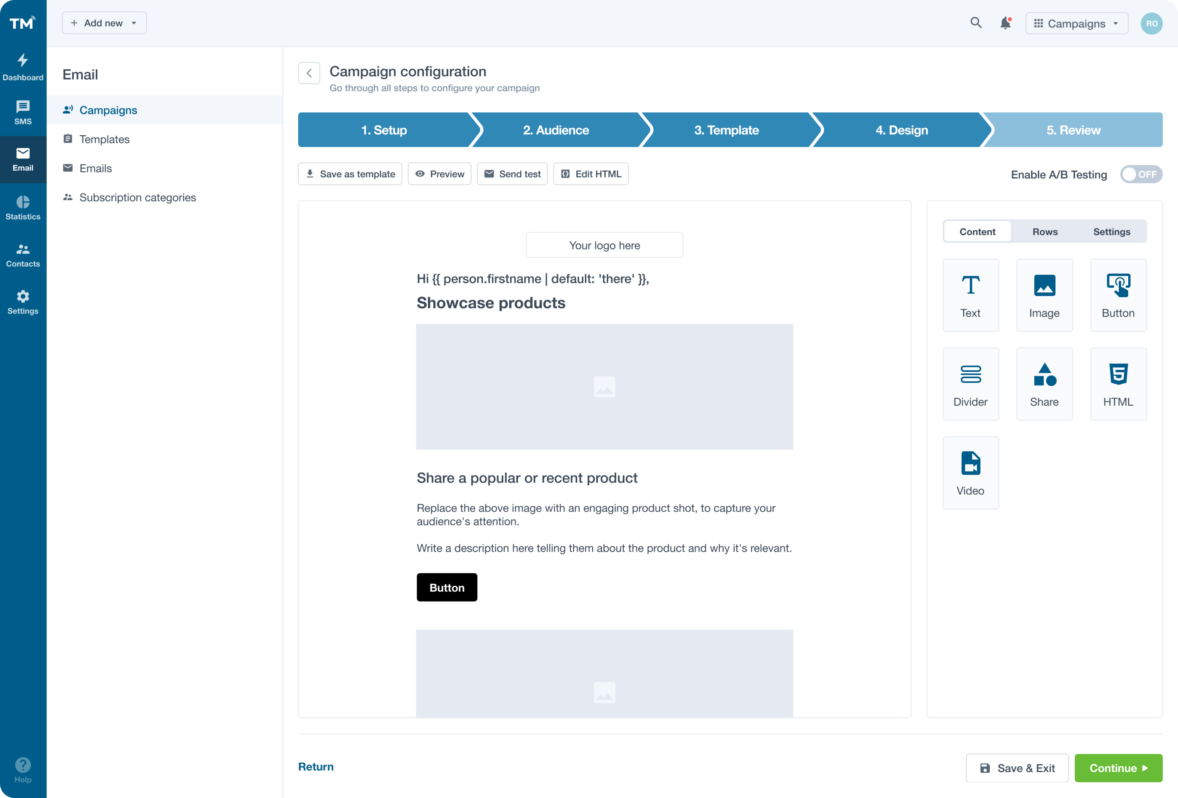drag-and-drop editor
