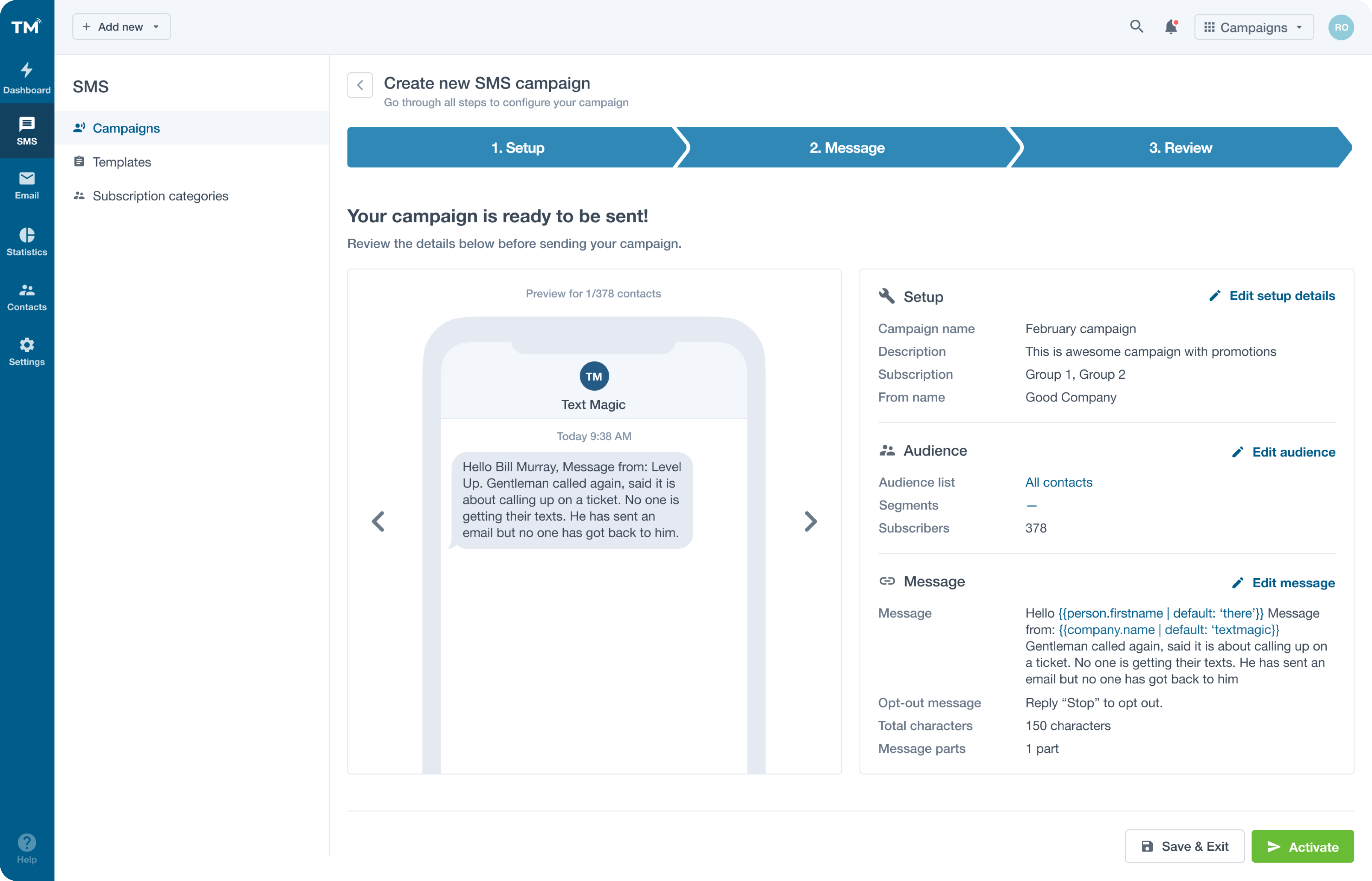 message preview using a smartphone mockup