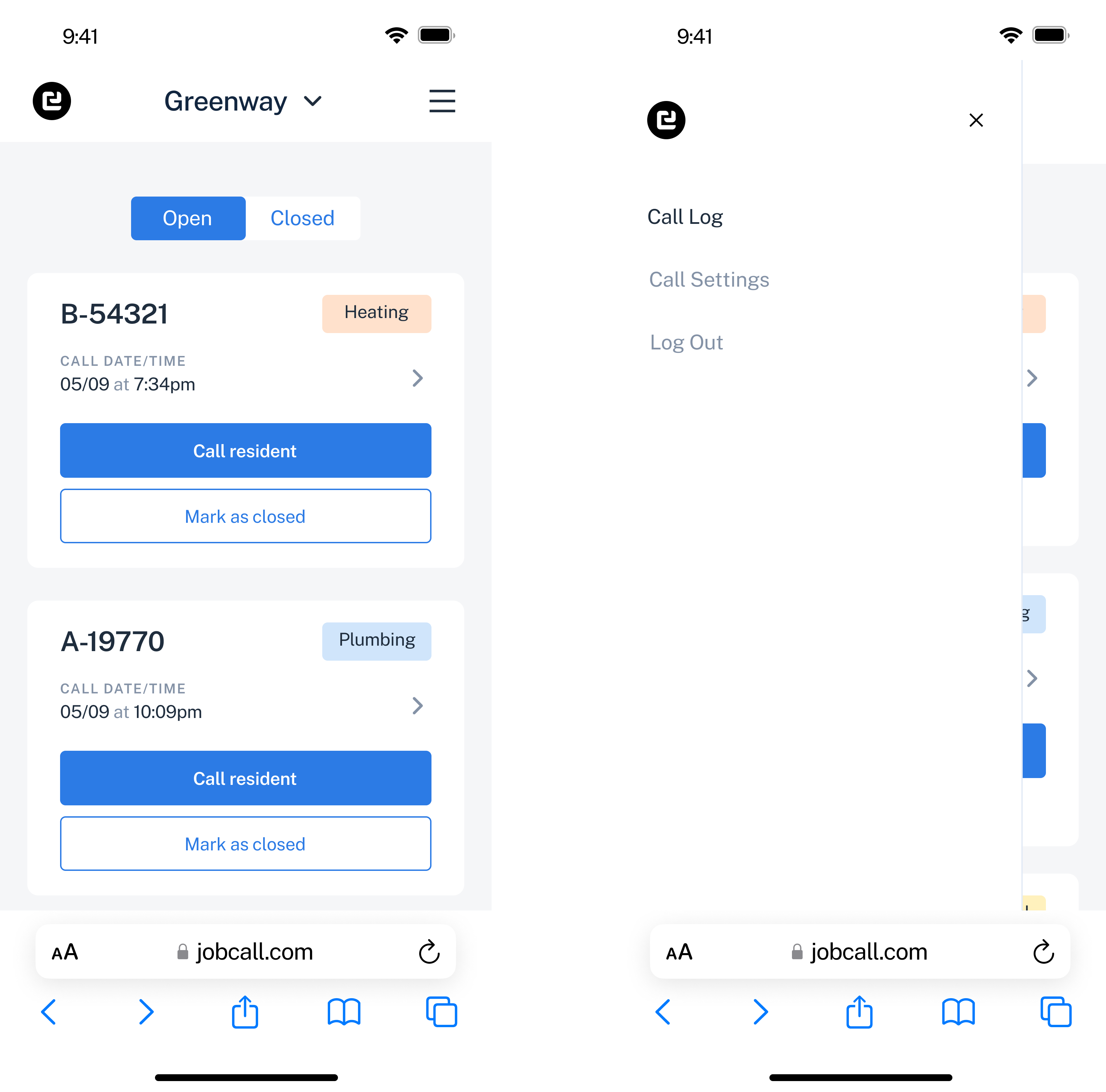 hamburger menu for real estate mobile app design example