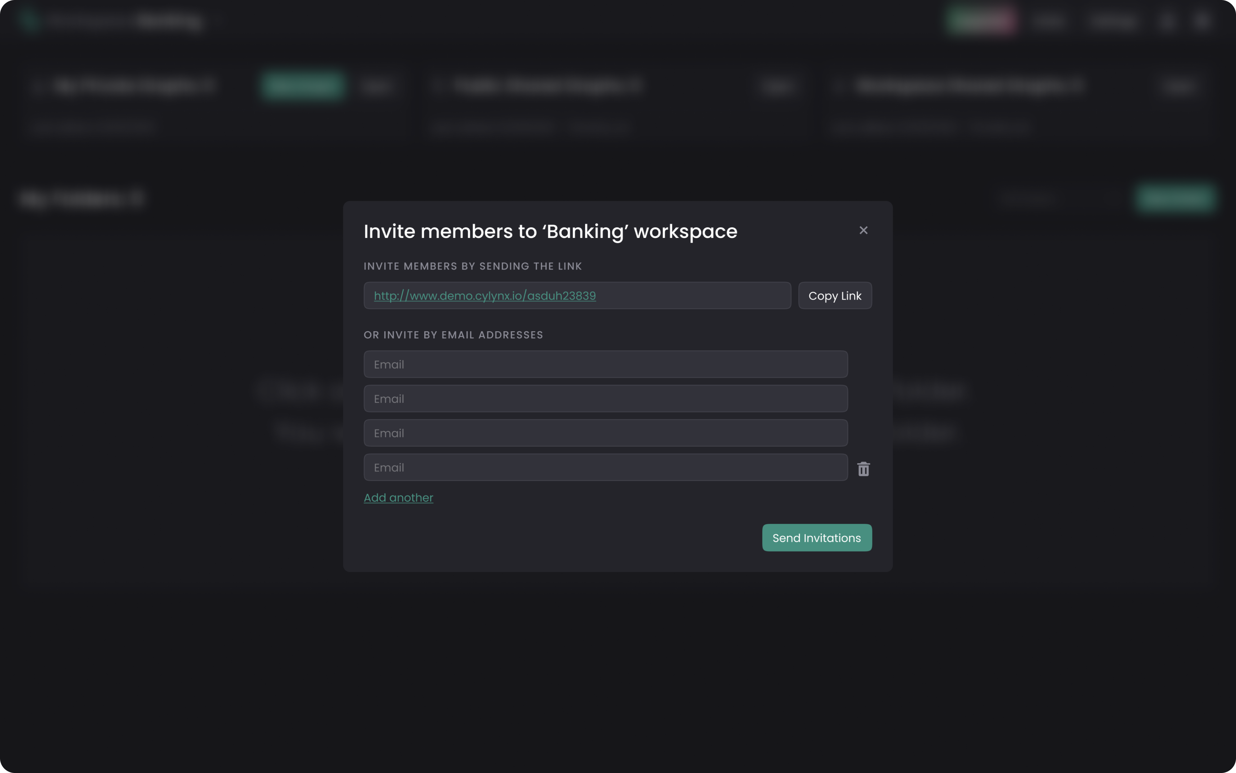 new member invite interface design of a SaaS data product