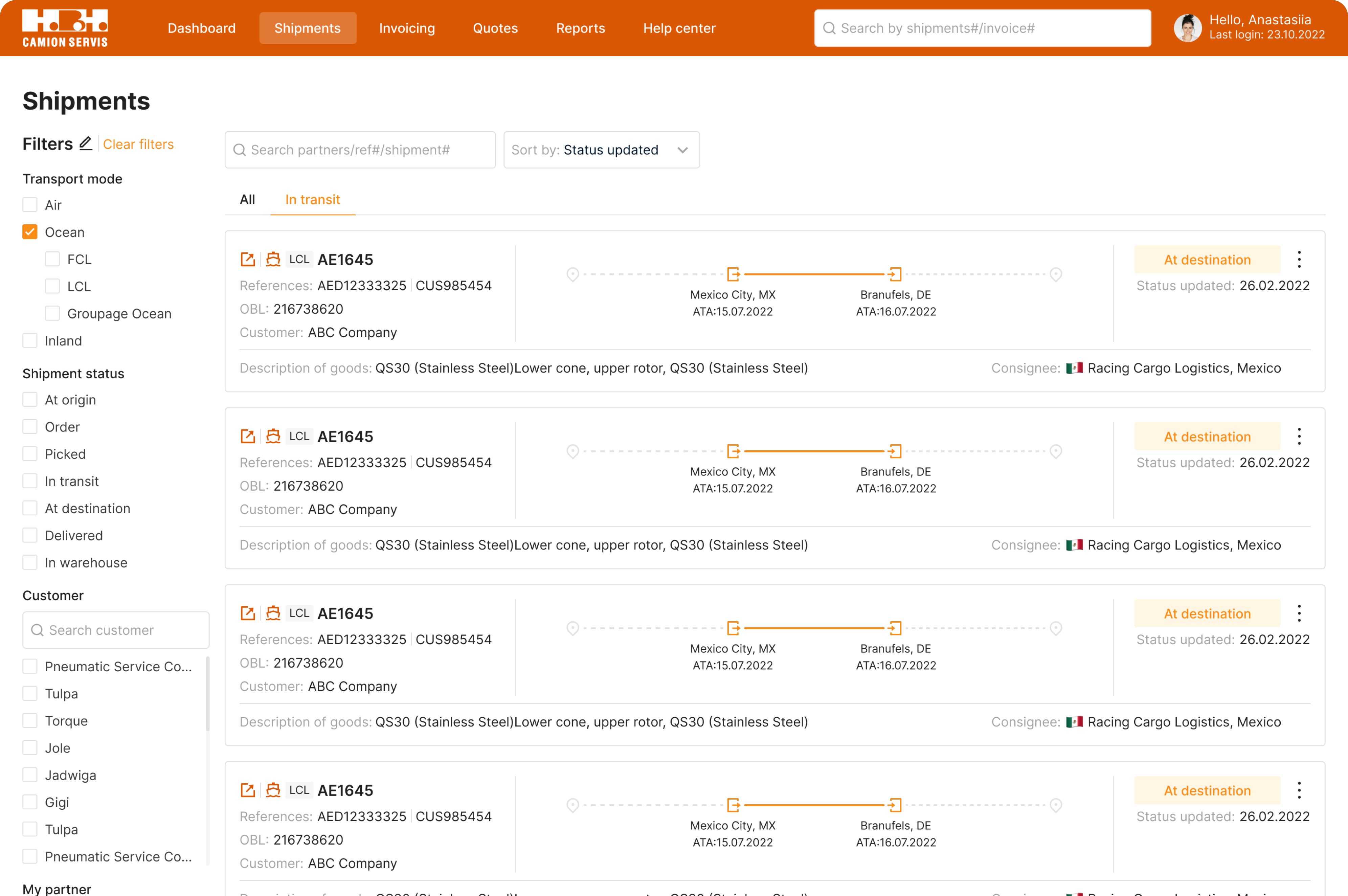 LogitudeWorld dashboard