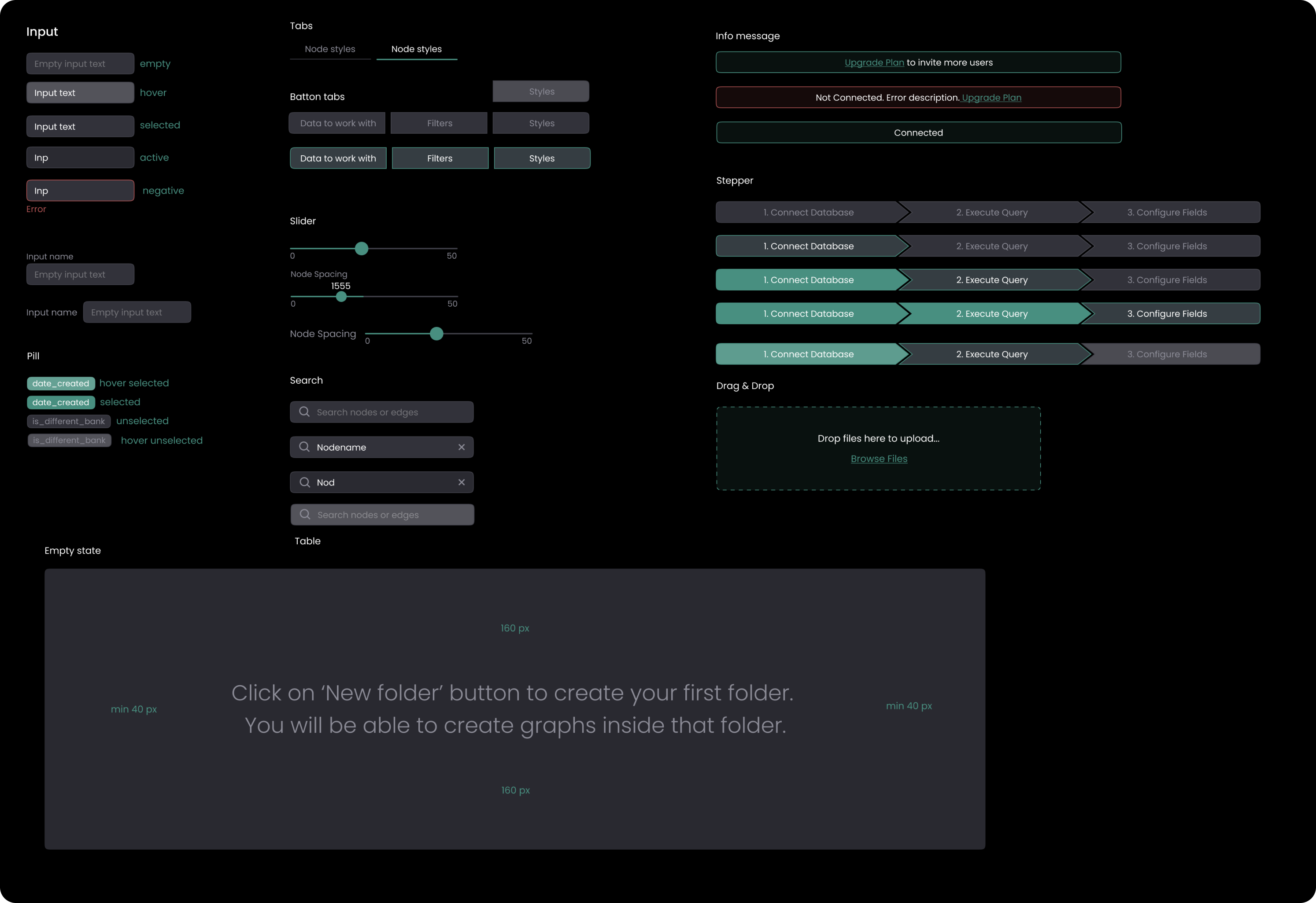 UI kit example for a SaaS no code data visualisation platform